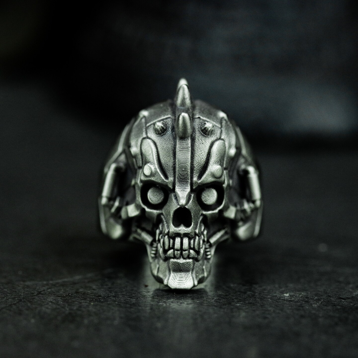 Cyberpunk Skull Ring: Handmade Sterling Silver Mad Max Style
