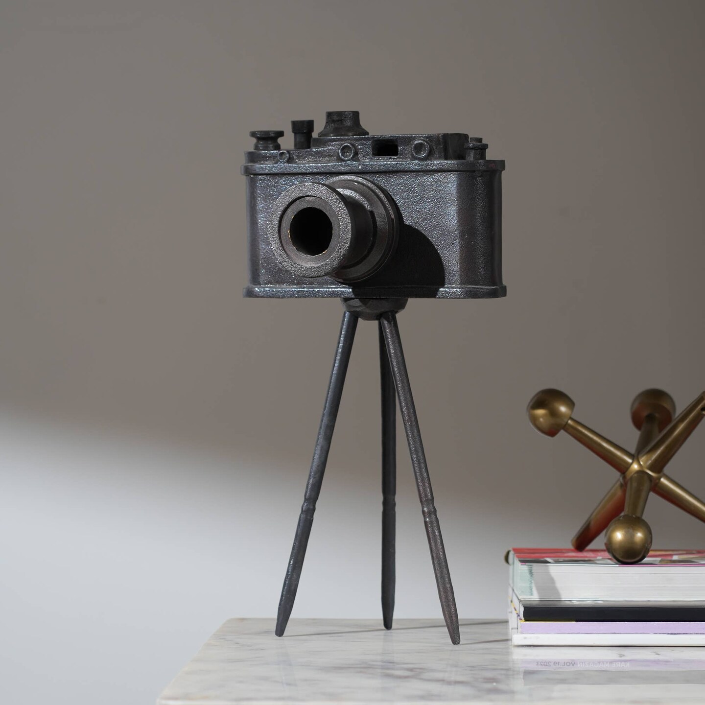 Decorative Aluminum Camera on Tripod Stand -14.5&#x22;