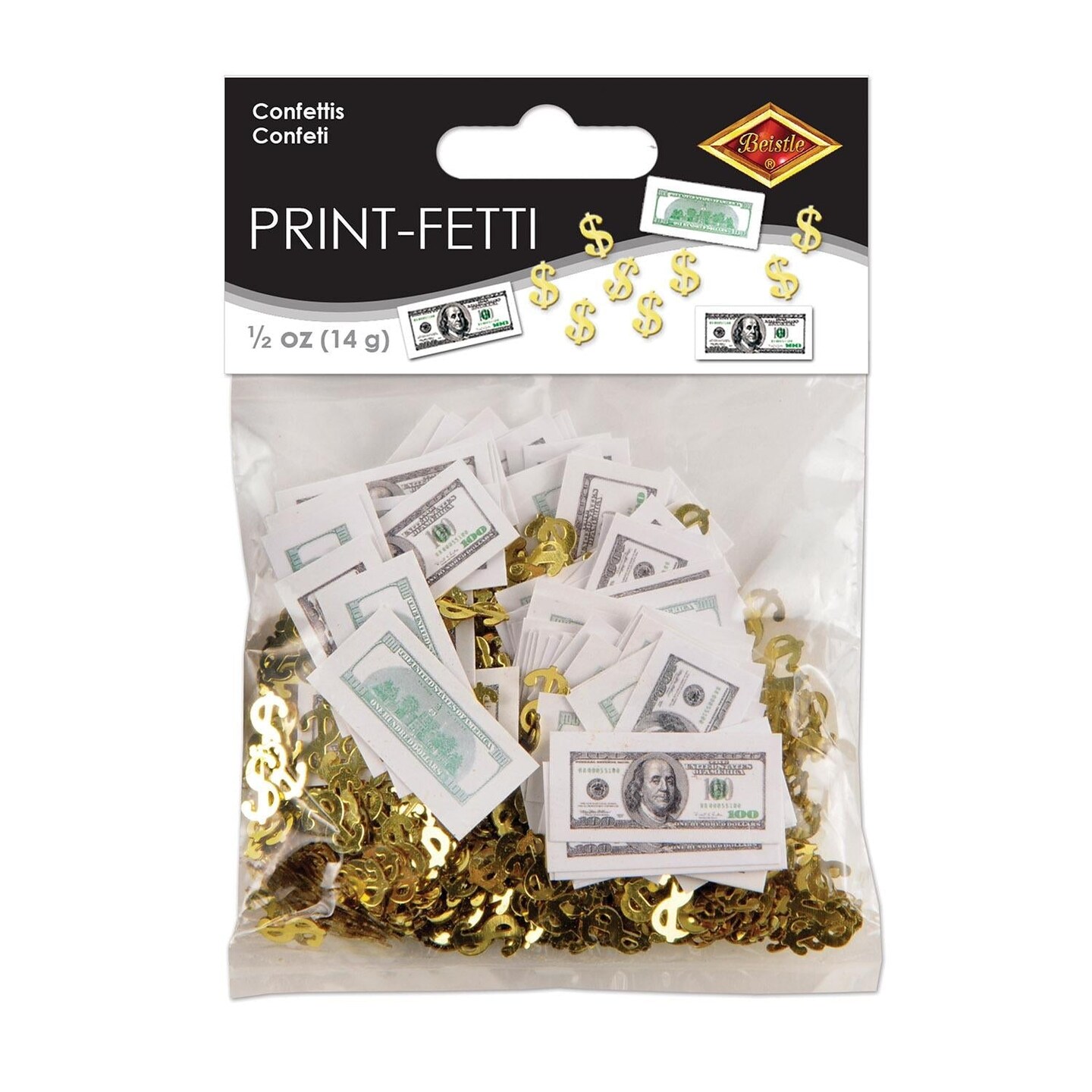 12 Pack Beistle Big Bucks Print-Fetti Party Decoration (0.5 Oz/Pkg)