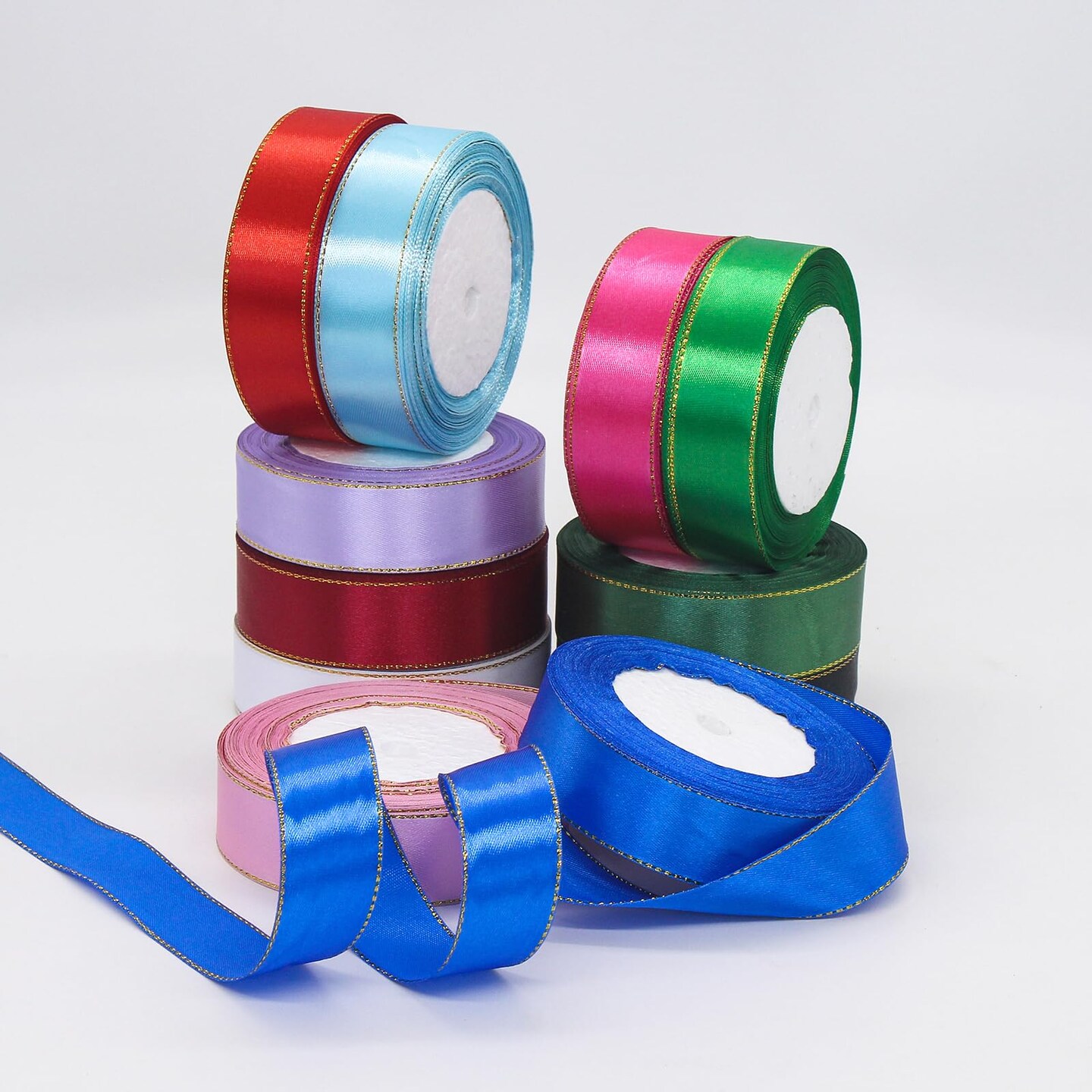 Gift Wrapping Satin Ribbon for Valentine's Day Flower Bouquet Arts Crafts Sewing 25 Yard Each Roll Ribbon for Trim Bow Merry Christmas Decoration (12 Colors Mix, 1 inch Width)