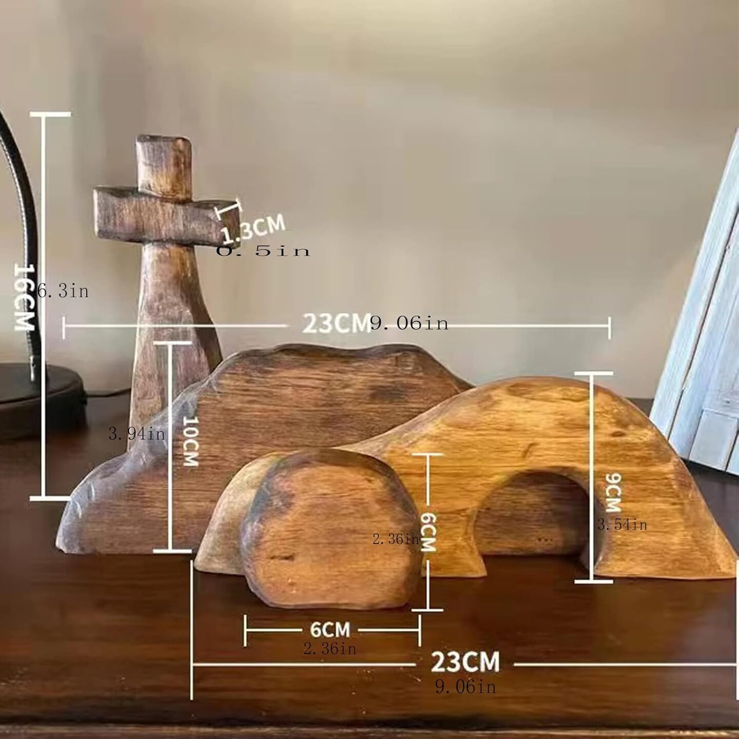 Easter Resurrection Scene Set, Easter Scene Wooden Decor, Set of 4 Empty Tomb Easter Scene, Jesus Tomb Easter Tray Set, Suitable for Religious Home Office Desktop Decor