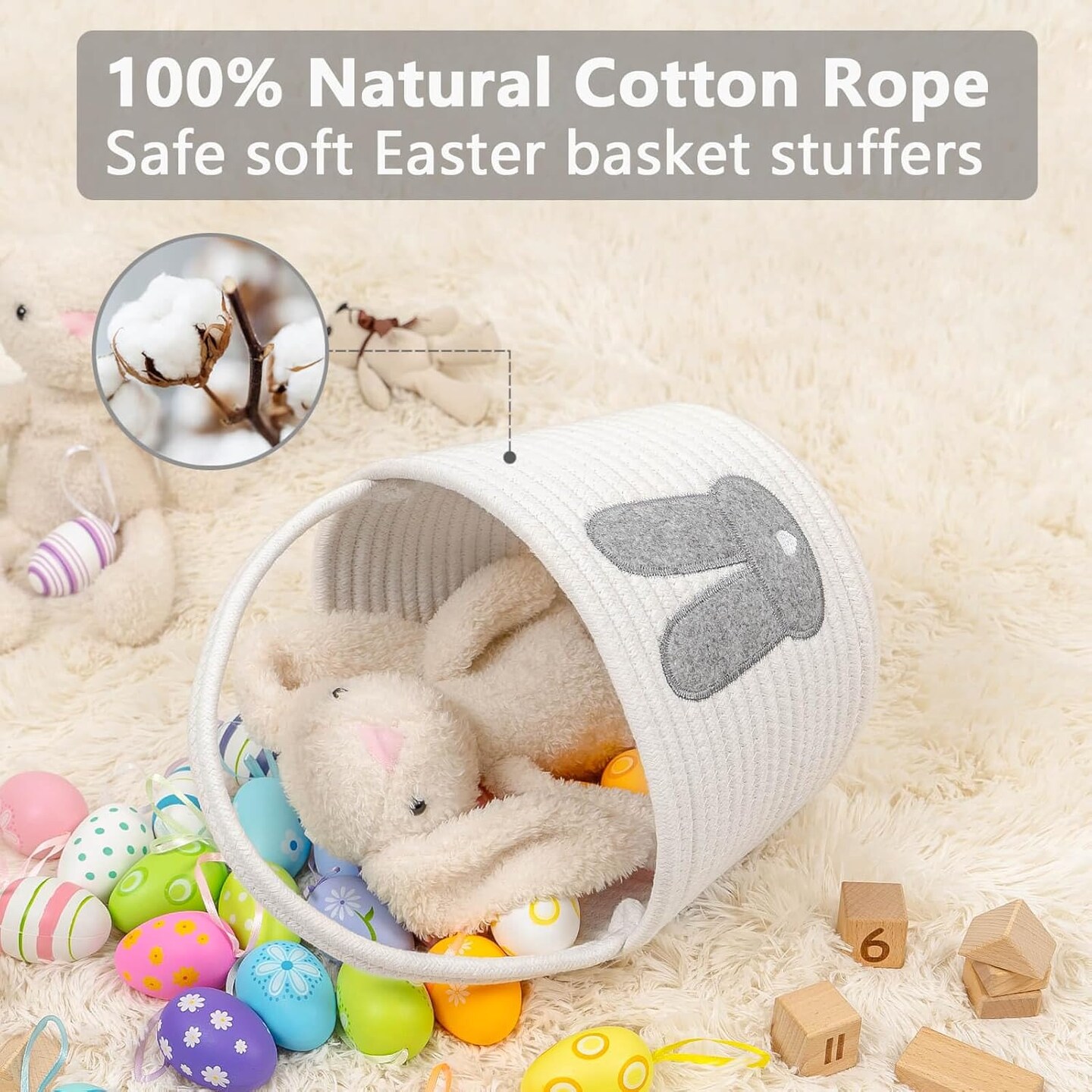 Easter Basket,Easter Baskets for Kids,Small Cute Easter Baskets for Gifts Empty,Easter Bunny Baskets Easter Egg Hunt Bucket,Girls,Boys,Infant,Baby First Easter Basket 7.87 x 5.9 x 6.69"