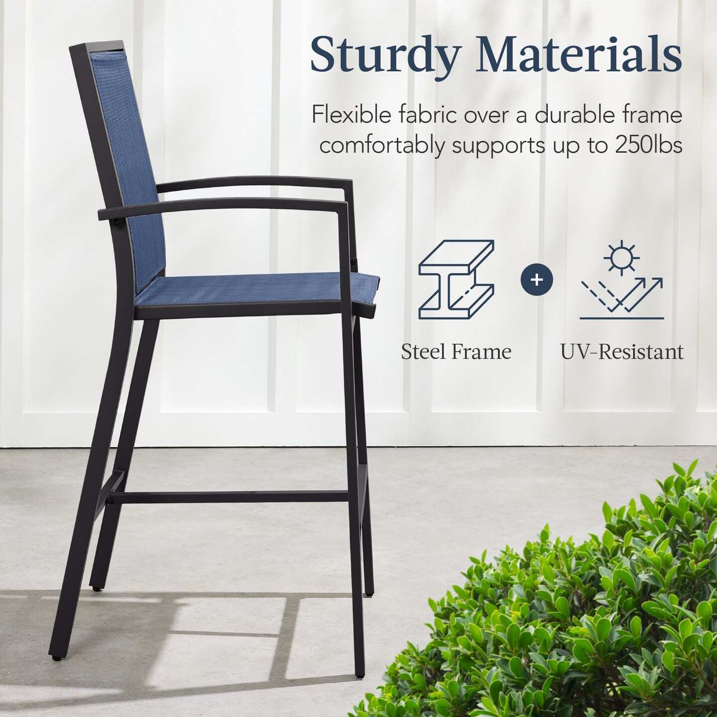 Best Choice Products Outdoor Barstools Set of 2, Bar Height Patio Chairs w/ All-Weather Mesh