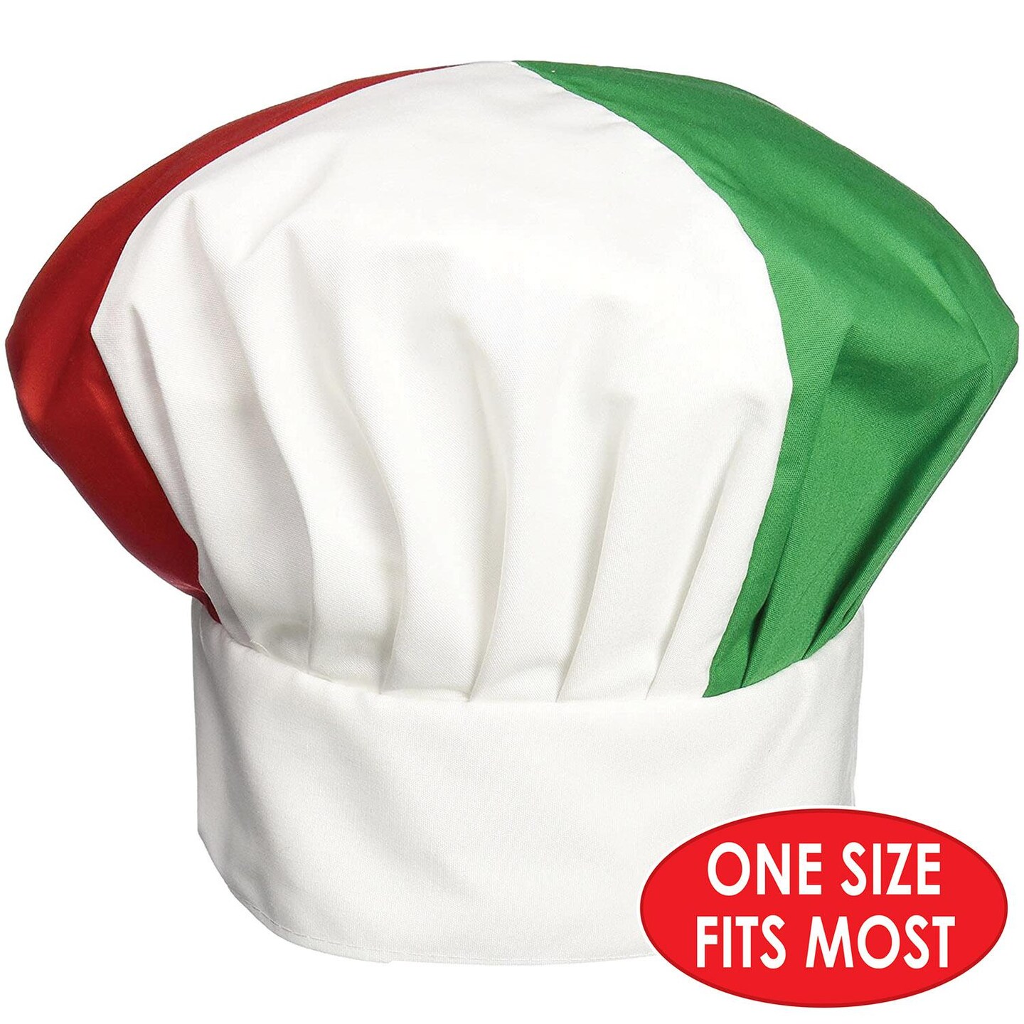 12 Pack Beistle Oversized Fabric Chef&#x27;s Hat- Red, White, and Green