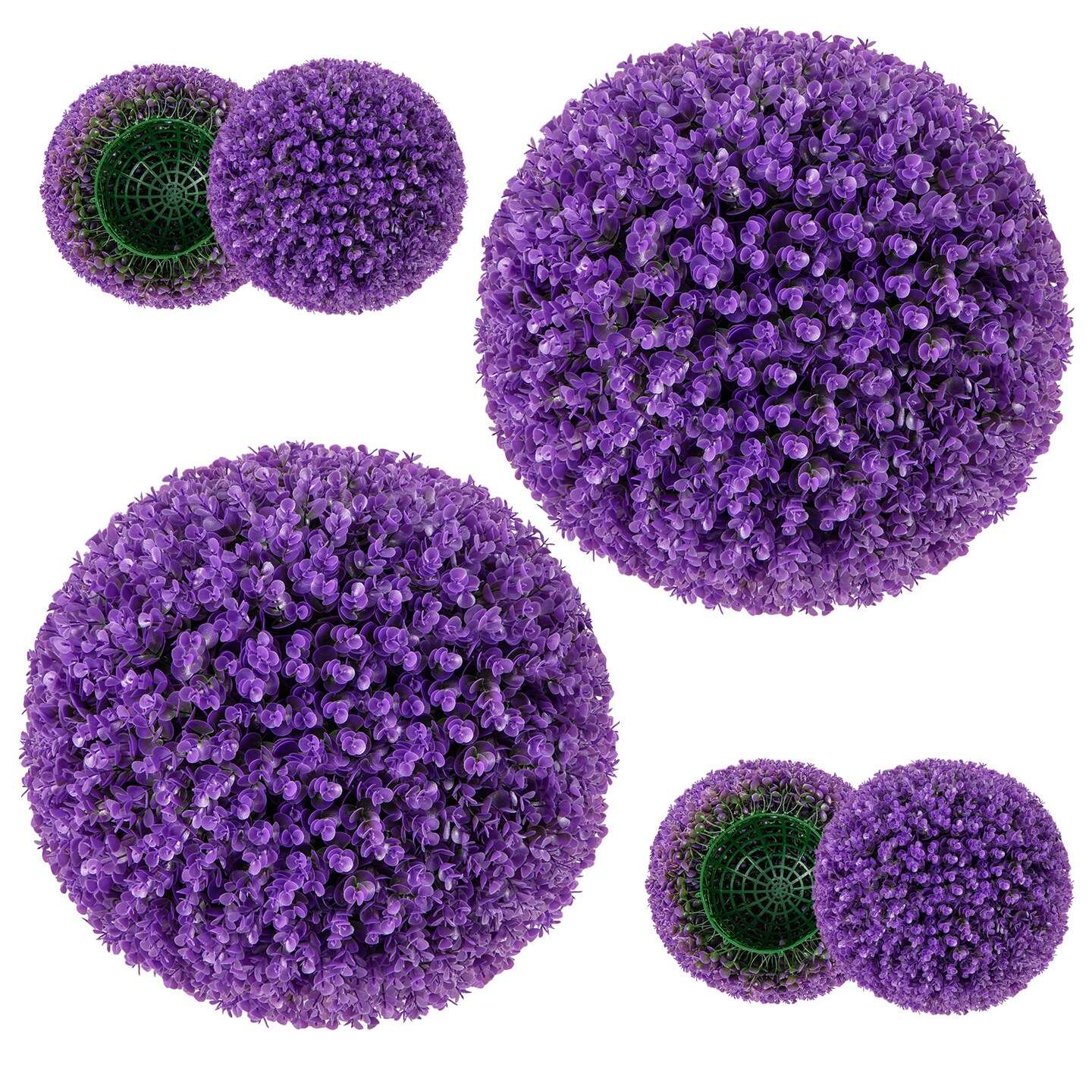 Faux Purple Eucalyptus Decorative Balls with 7 Layers Leaves for Backyard Porch Garden and Wedding