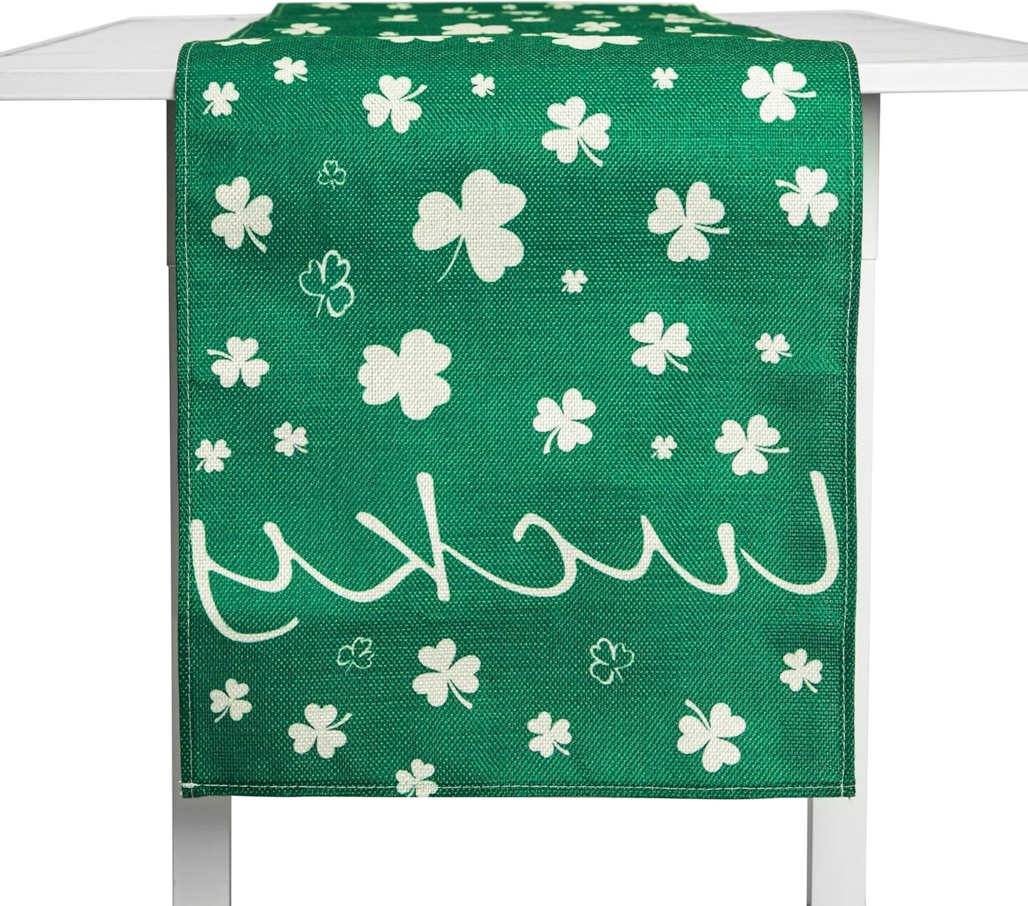 St Patrick&#x27;s Day Table Runner,Green Shamrock,Indoor Home Party Seasonal Kitchen