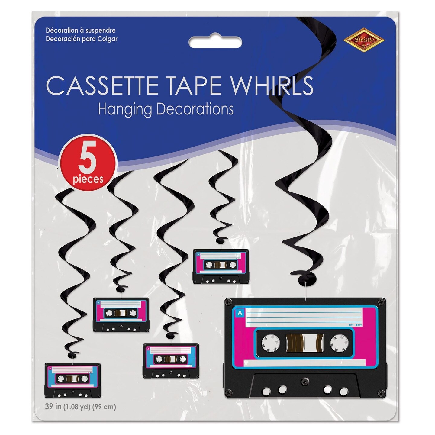 6 Pack Beistle Cassette Tape Party Whirls