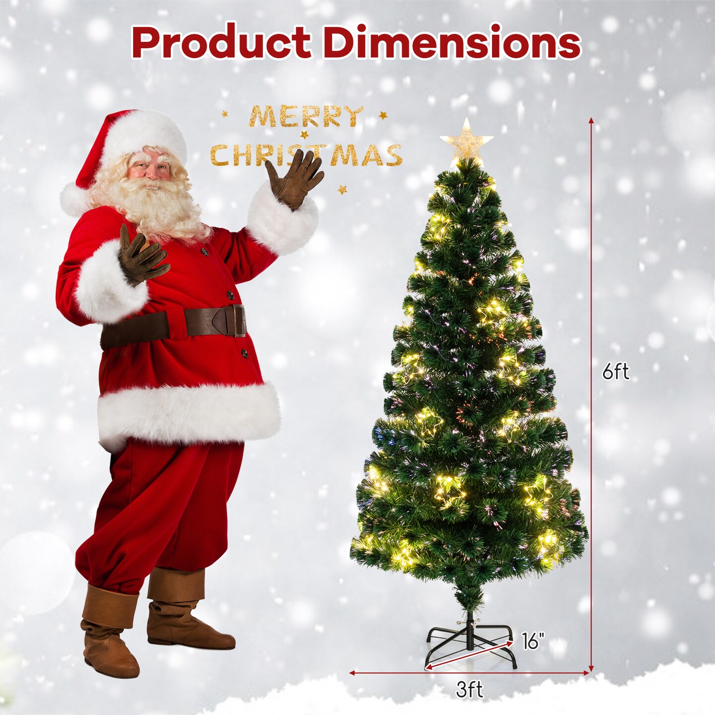 Pre-Lit Artificial Xmas Tree with Top Star and Branch Tips