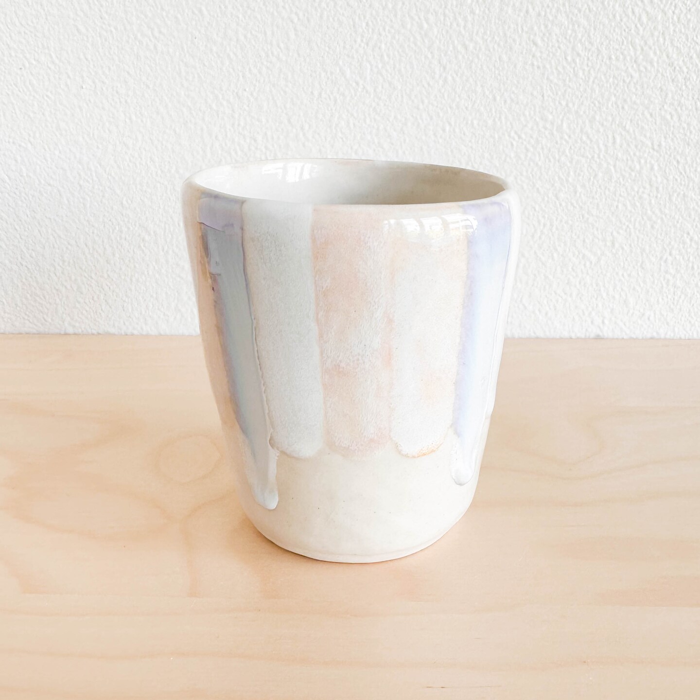 Small 8 oz cup, handmade ceramic, striped tumbler, subtle pastel colors,  glossy glaze, modern drinkware, porcelain clay, unique pottery | MakerPlace  by Michaels