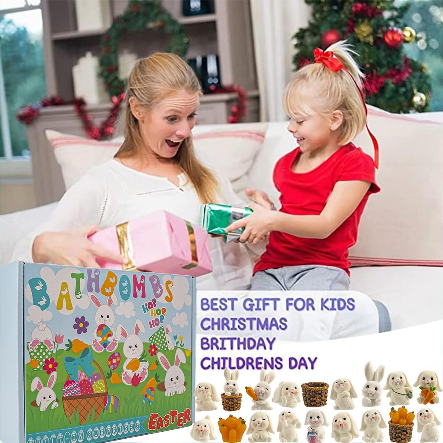 20 Pack Easter Bath Bombs Bubble Bath Balls, Kids Surprise Bath Bombs