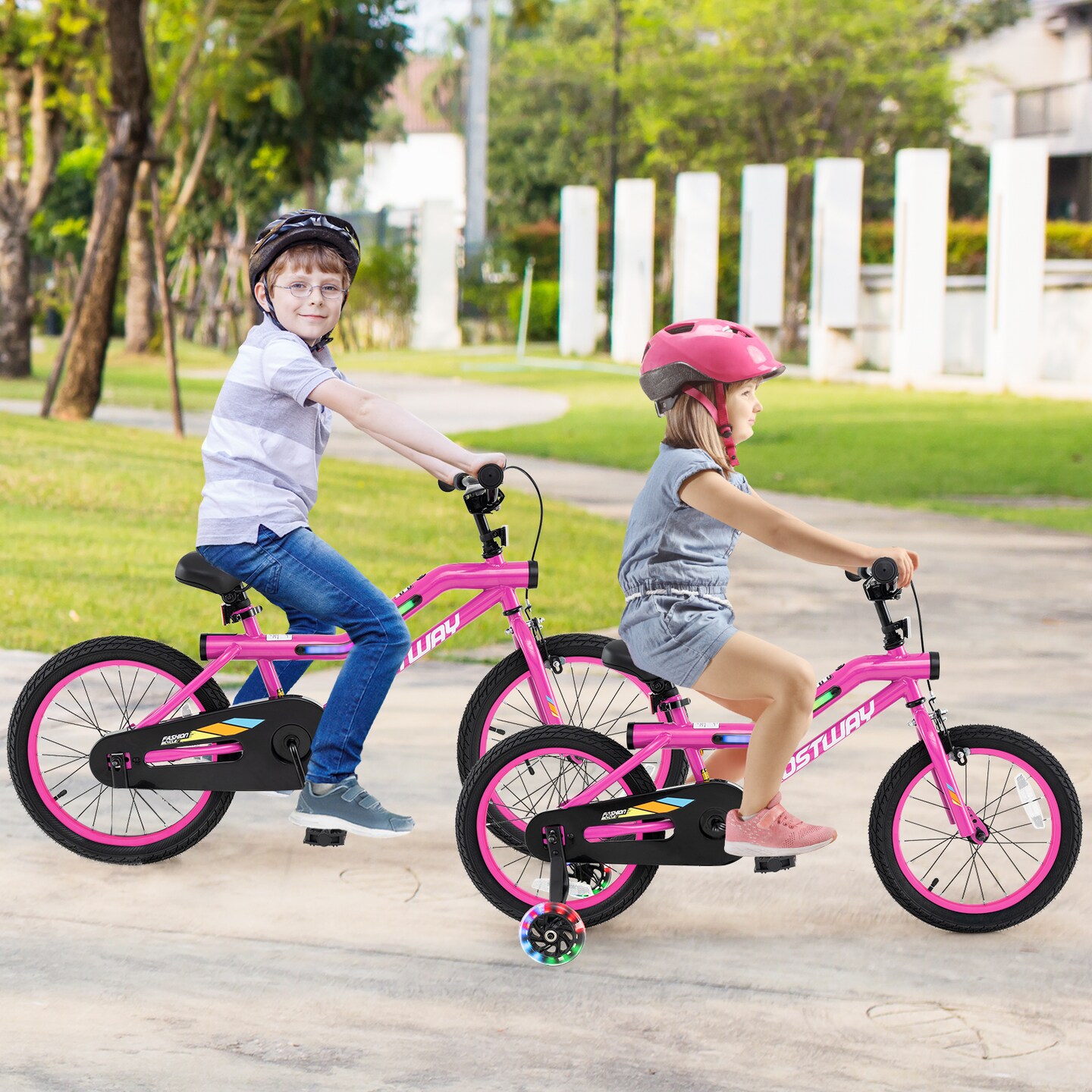 16/18 Inch LED Lighted Kids Bike with Training Wheels &#x26; Headlight