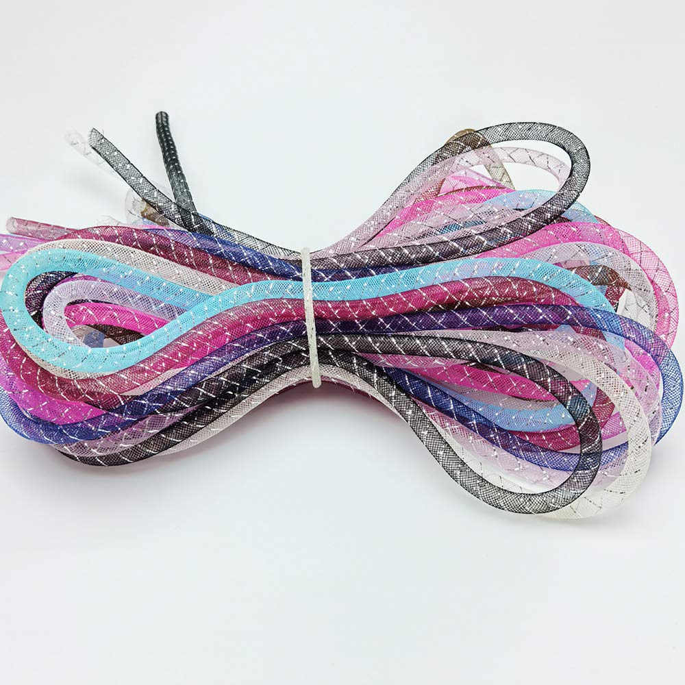 Craft Assorted 13 Colors 26Yards Solid Mesh Tube Deco Flex for Wreaths Crafts (Mix, 3/8&#x22;(8mm))