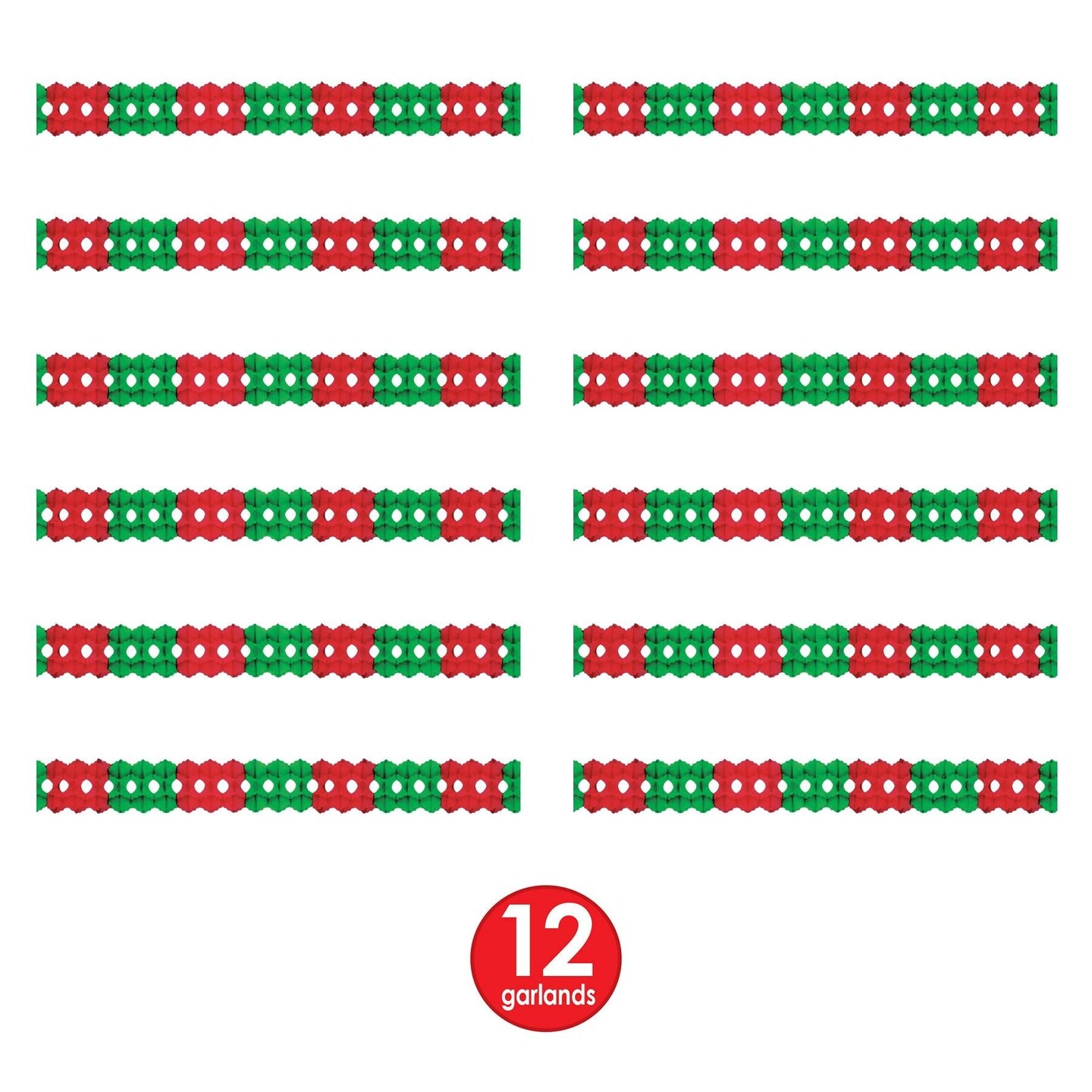 12 Pack Beistle Christmas Arcade Garland - red/green