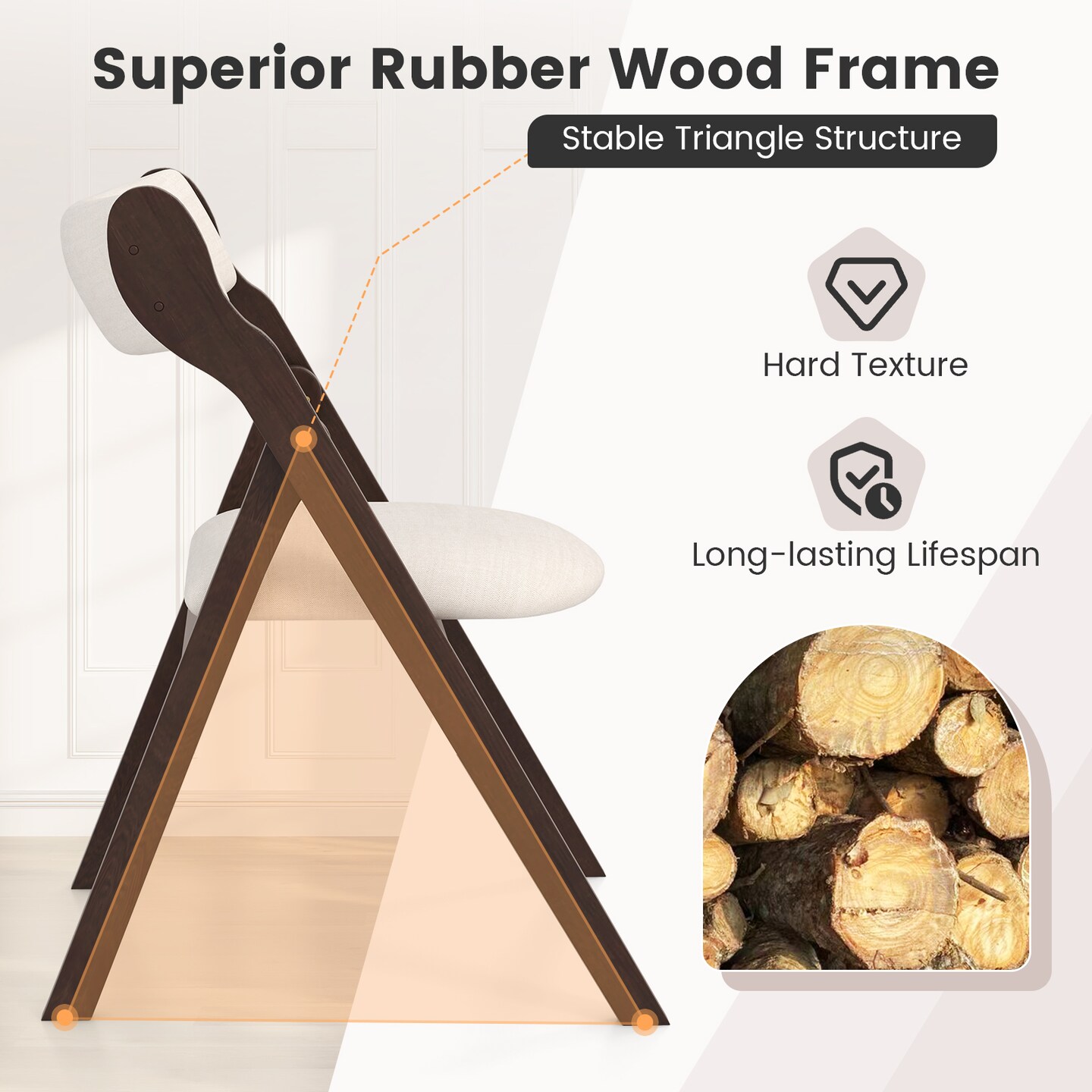 Set of 2 Folding Chairs with Comfy Padded Backrest and Seat-Brown