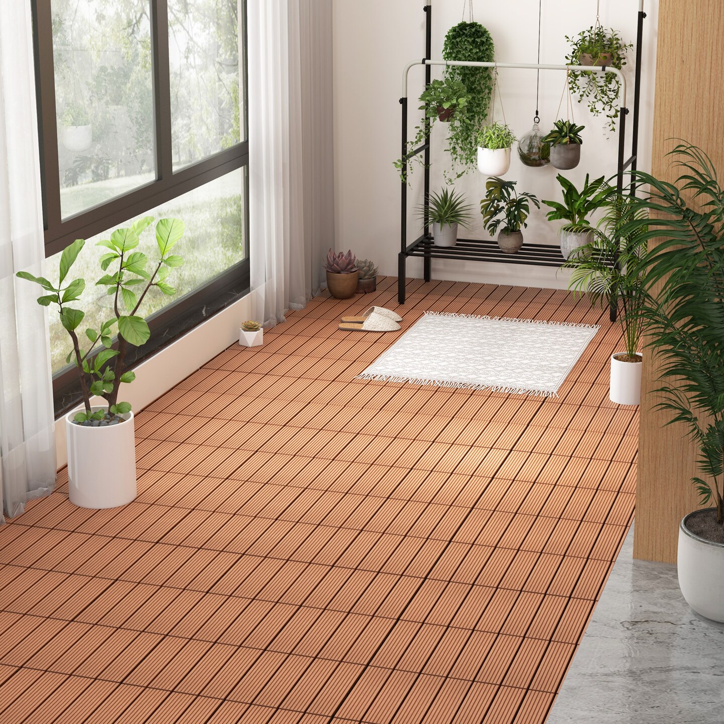 18 Piece All Weather Interlocking Deck Tiles Perfect for Splicing Area