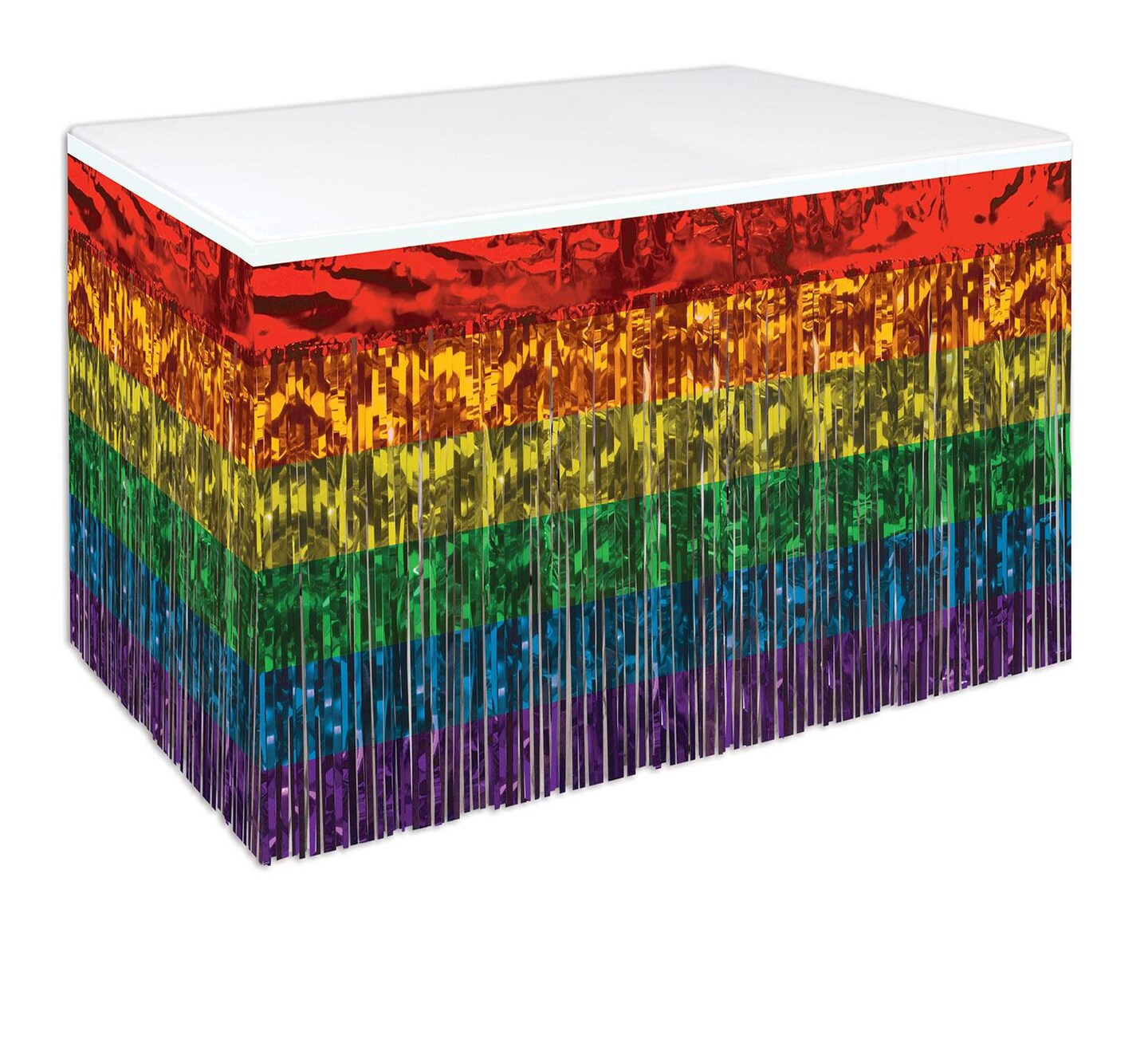 6 Pack Bulk Packaged 1-Ply Metallic Party Table Skirt - rainbow