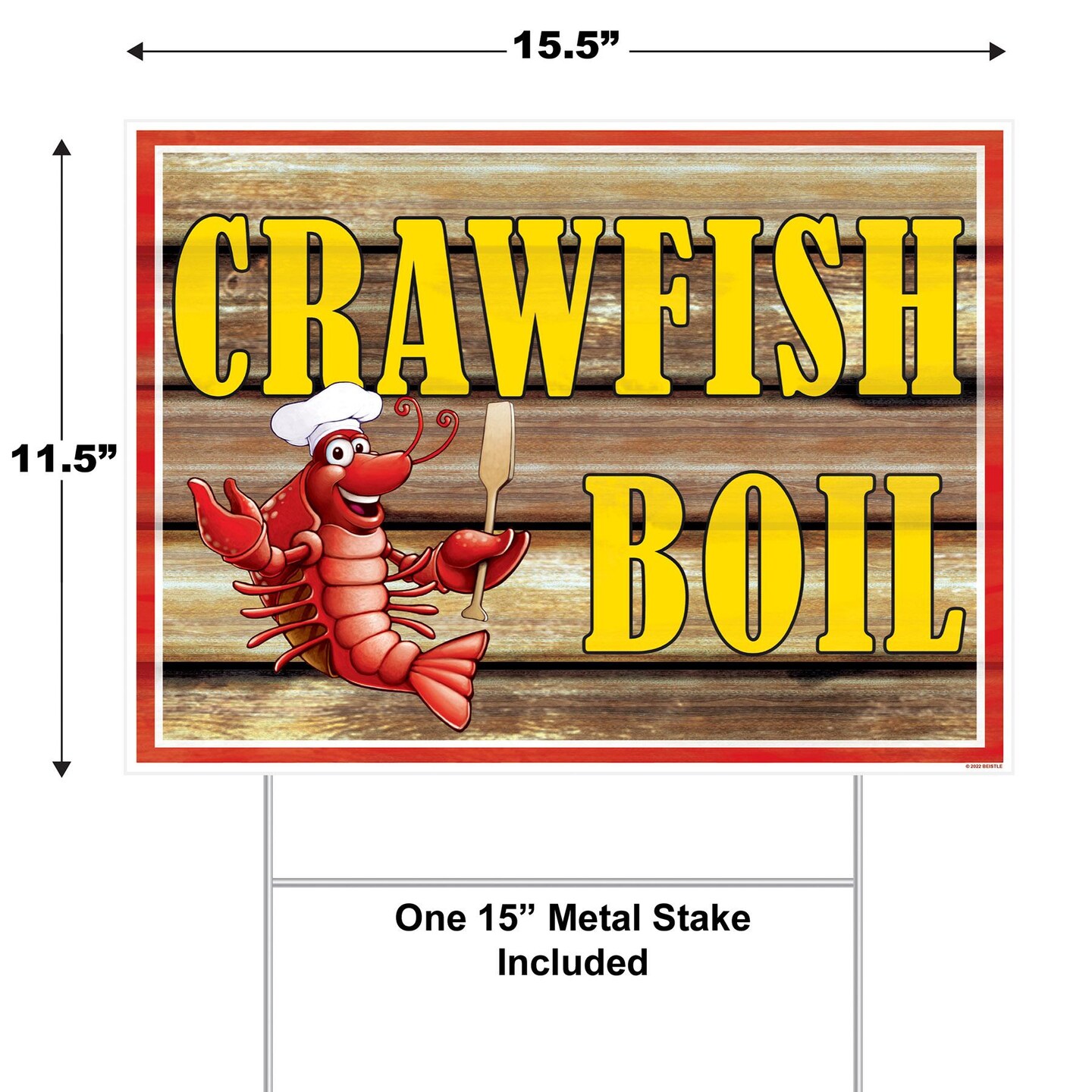 6 Pack Beistle Mardi Gras Plastic Crawfish Boil Yard Sign