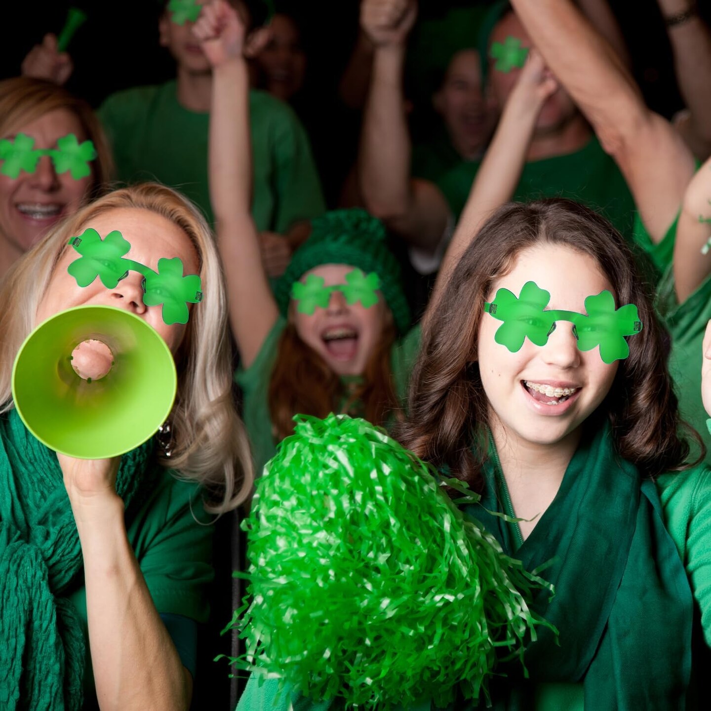 St Patricks Day Green Shamrock Accessories 12 PCS, Saint Patricks Four Leaf Clover Glasses Party Favor Supplies, Irish One Size Sunglasses Gifts Decoration Stuff Photo Props for Parade Costume Outfit