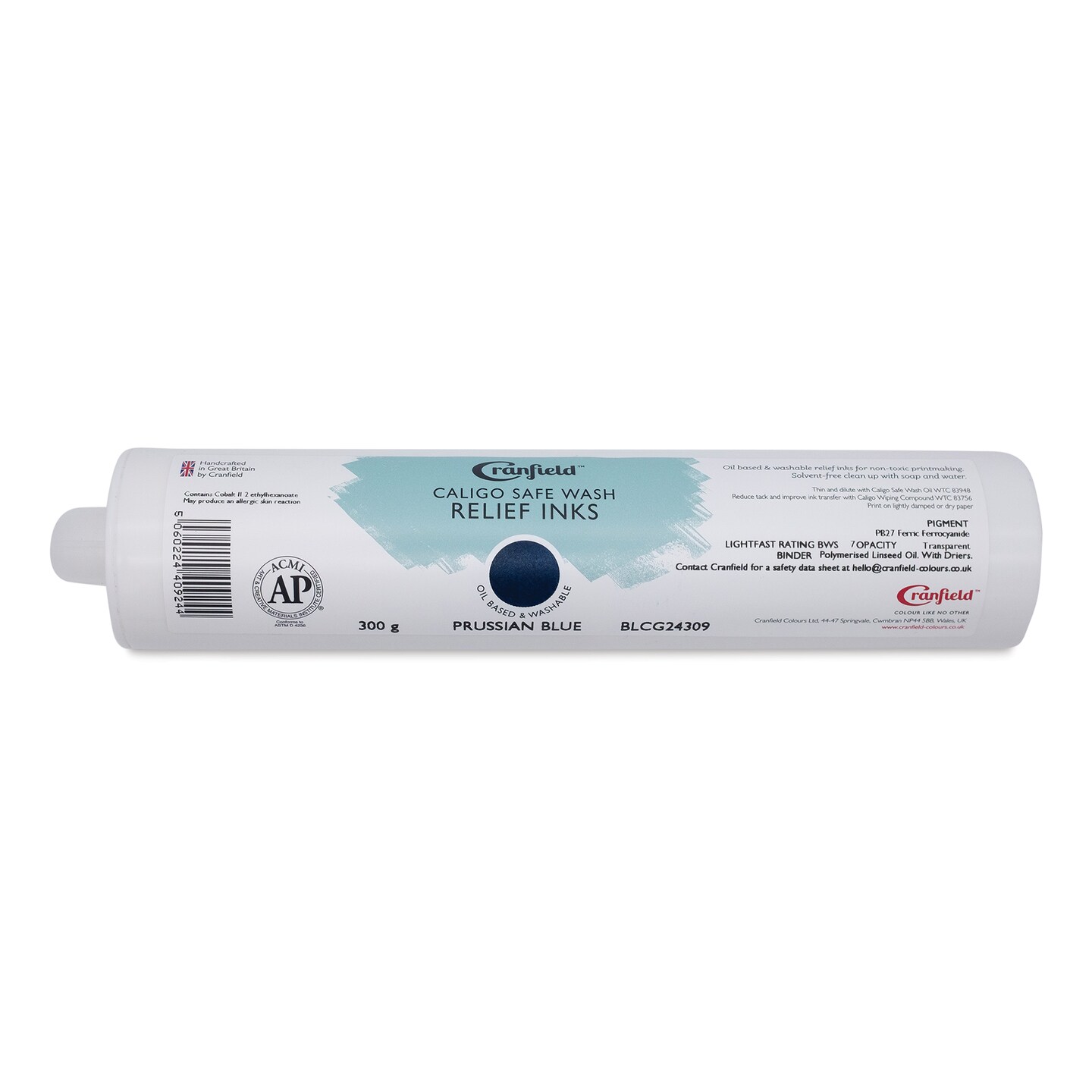 Cranfield Caligo Safe Wash Relief Ink Cartridge - Prussian Blue, 300 g
