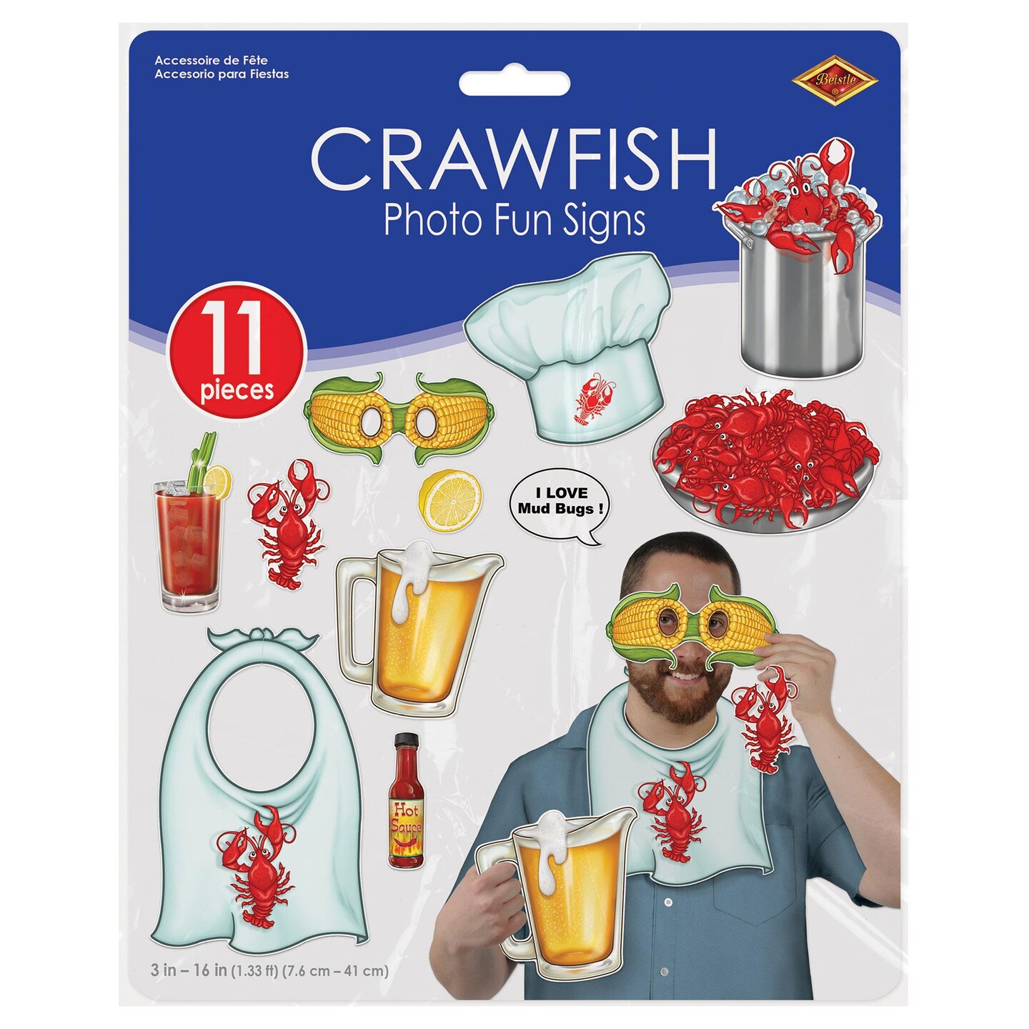 132 Piece Beistle Mardi Gras Crawfish Photo Fun Signs