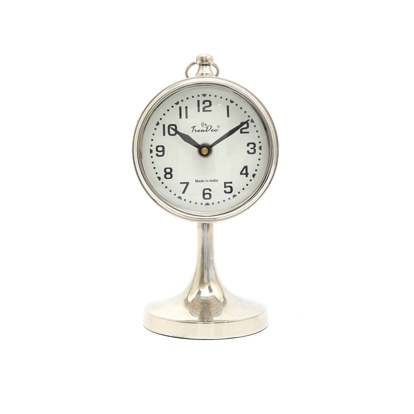 Decorative &#x26; Classic Aluminum Silver Table Clock - Desk clock