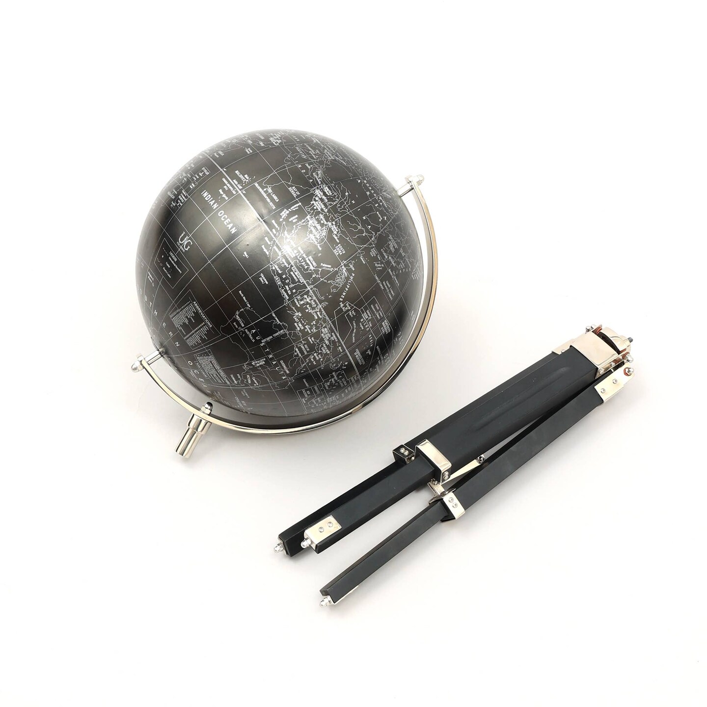 Tabletop Decorative Globe on Aluminium Tripod Stand - 32&#x22;(H)