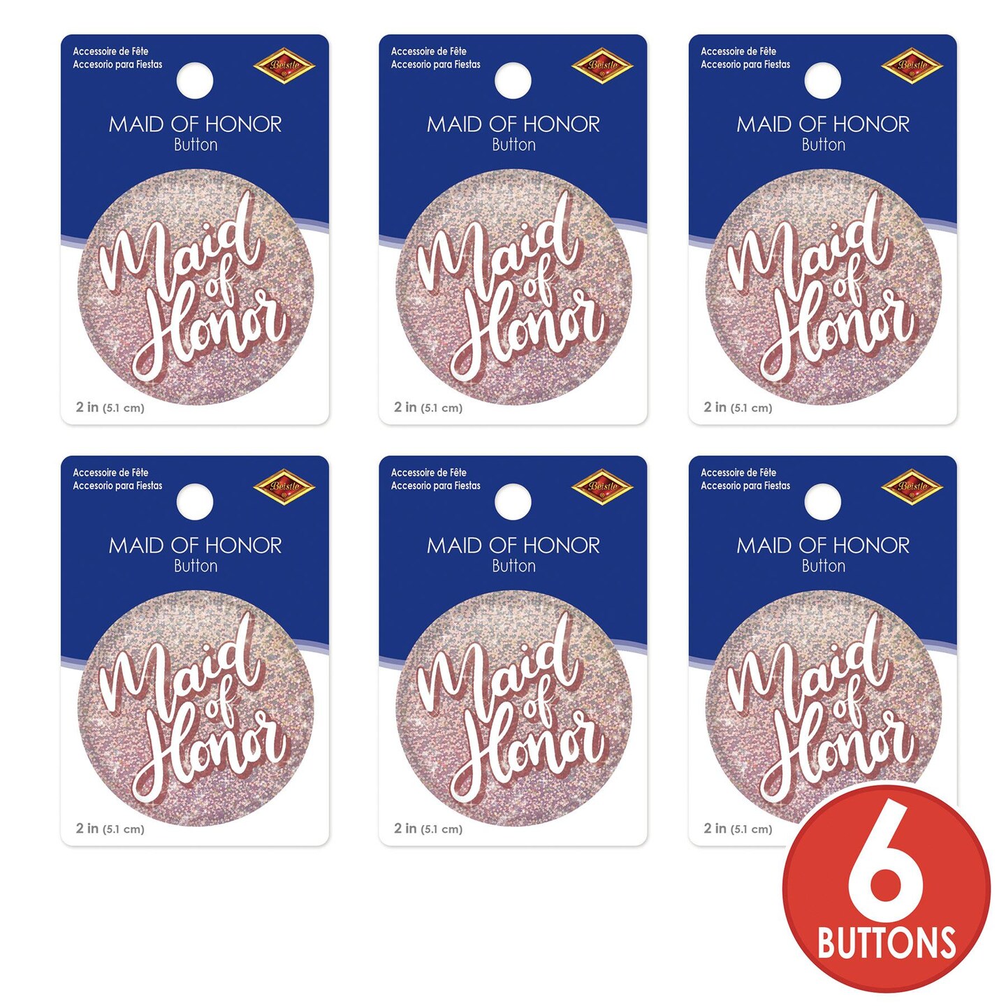 6 Pack Beistle Maid Of Honor Button