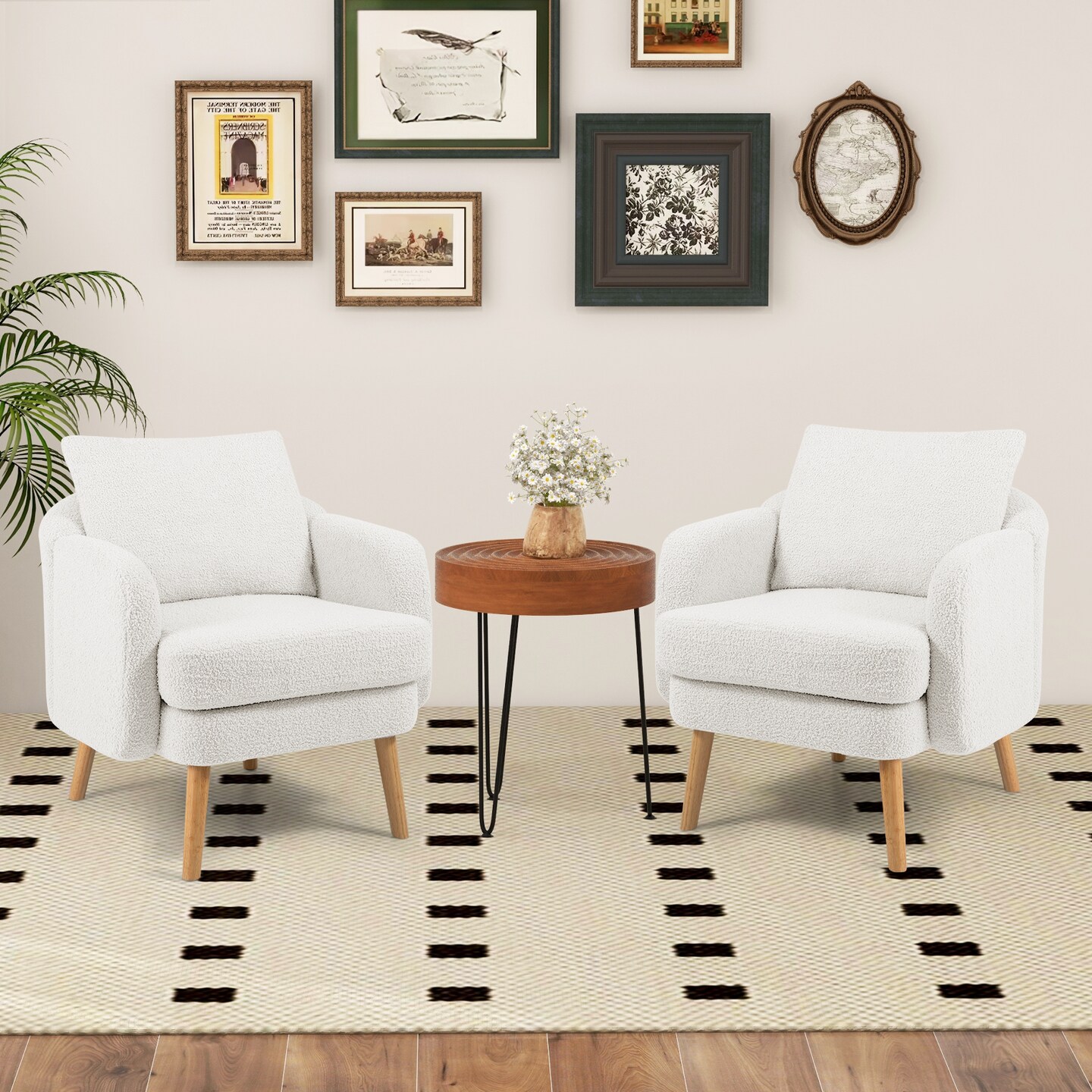 Sherpa Accent Chair Modern Living Room Chair with Seat Cushion