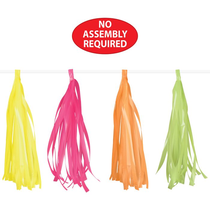 12 Pack Beistle Neon Plastic 8ft Tassel Garland