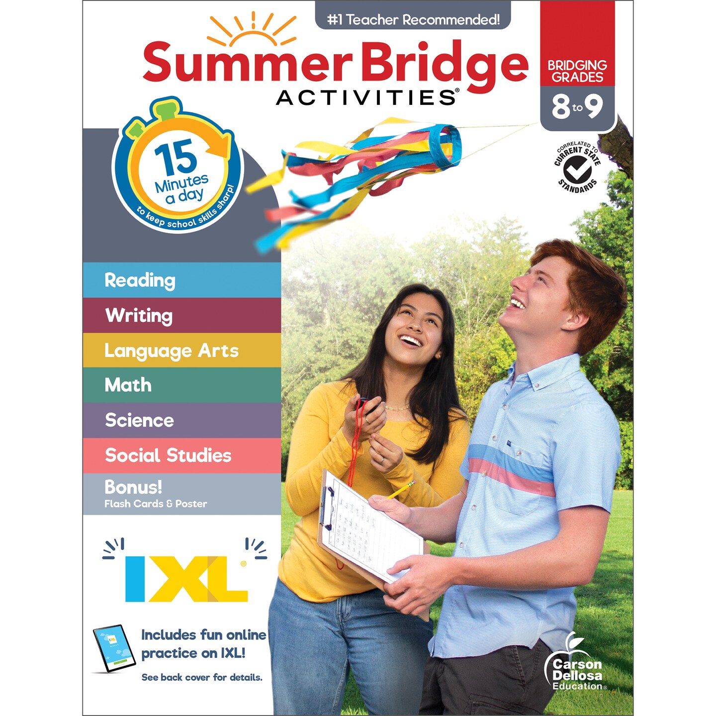 Summer Bridge Activities 8th Grade to 9th Grade Workbooks All Subjects, Math, Language Arts, Science, Social Studies, Fitness, Eighth Grade &#x26; Ninth Grade Workbook With Flash Cards, eBooks &#x26; More
