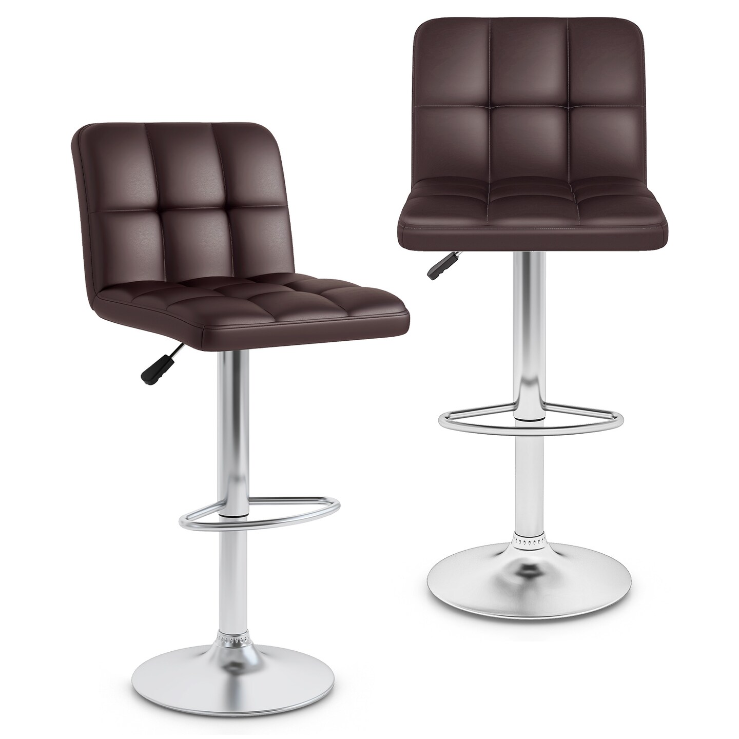 Modern Bar Stools Set of 2 with Back Support, Heavy-Duty Metal Base, Footrest, and Adjustable Height