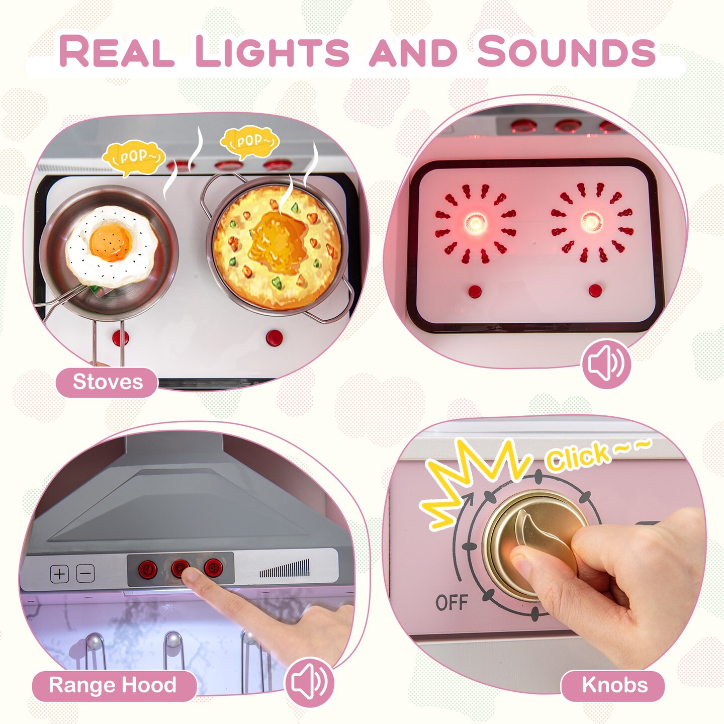 Wooden Kitchen Playset with Ice Maker, Sounds, and Accessories for Ages 3+