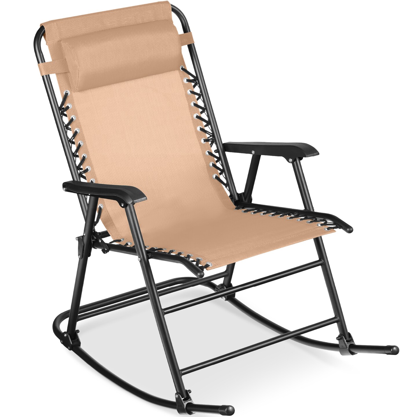 Best Choice Products Folding Outdoor Zero Gravity Rocking Lounge Chair w/ Headrest Pillow