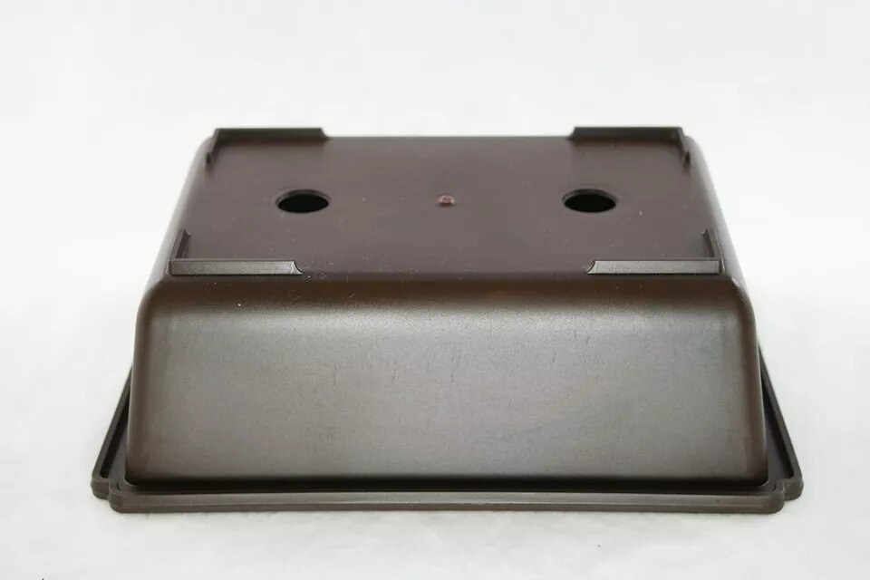 Rectangular Plastic Bonsai / Succulent Pot w / Mesh 9.5"x 6.75"x 3" - Dark Brown