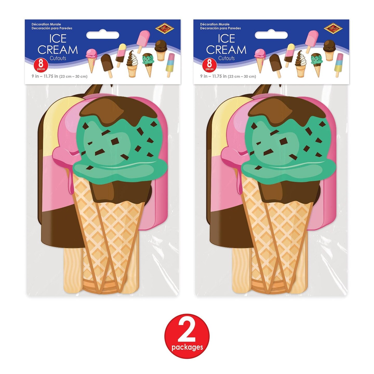 96 Pack Beistle Ice Cream Party Cutouts