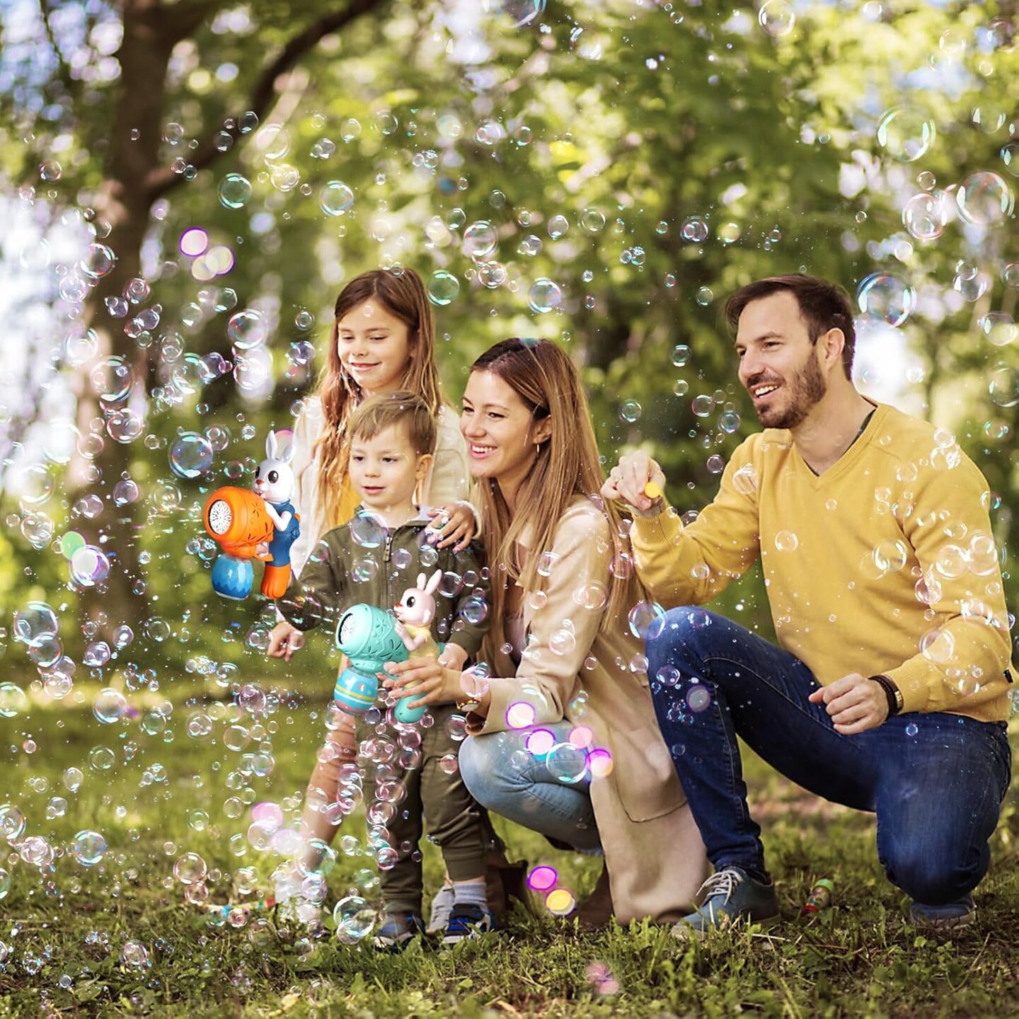 Bubble Guns for Toddlers,2pcs Rabbit Bubble Machine for Kids,Automatic Bubble Blower with 10 Bubble Solutions
