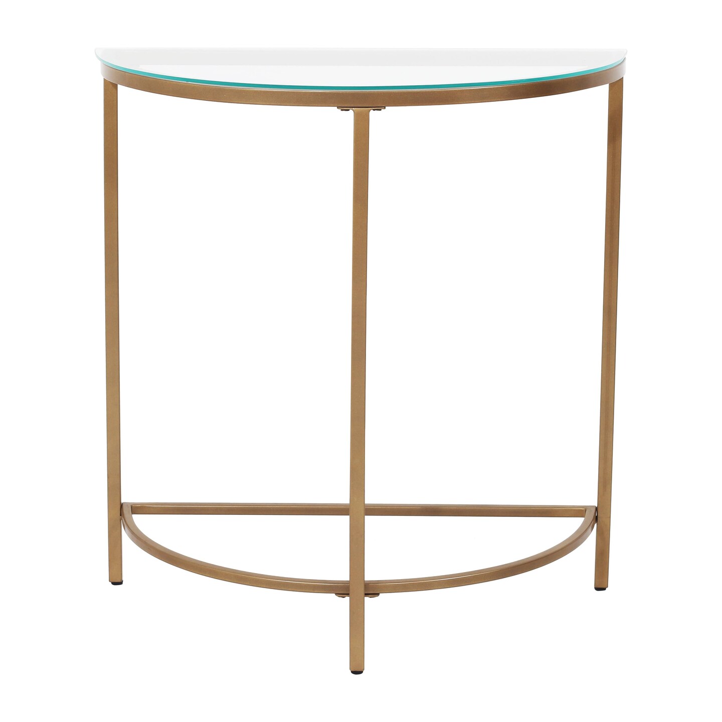 D-Shaped Console Table with Glass Top and Golden Base | Elegant &#x26; Modern Entryway Table | Sturdy Metal Frame | Space-Saving Design | Perfect for Living Room, Hallway, Office &#x26; Home D&#xE9;cor