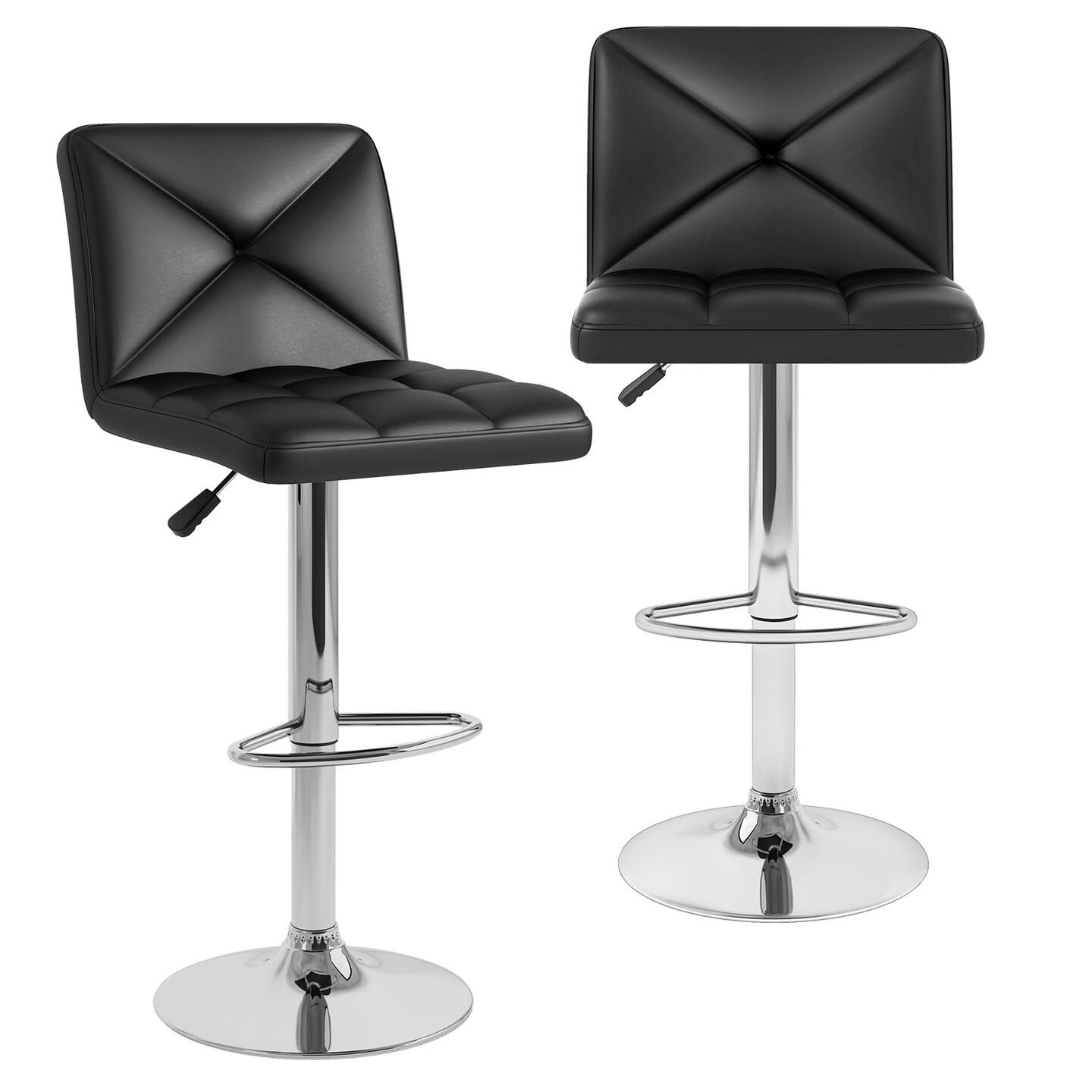 PU Leather Bar Stools Set of 2 with Backrest, Adjustable Height, Modern Design, Comfortable Seating