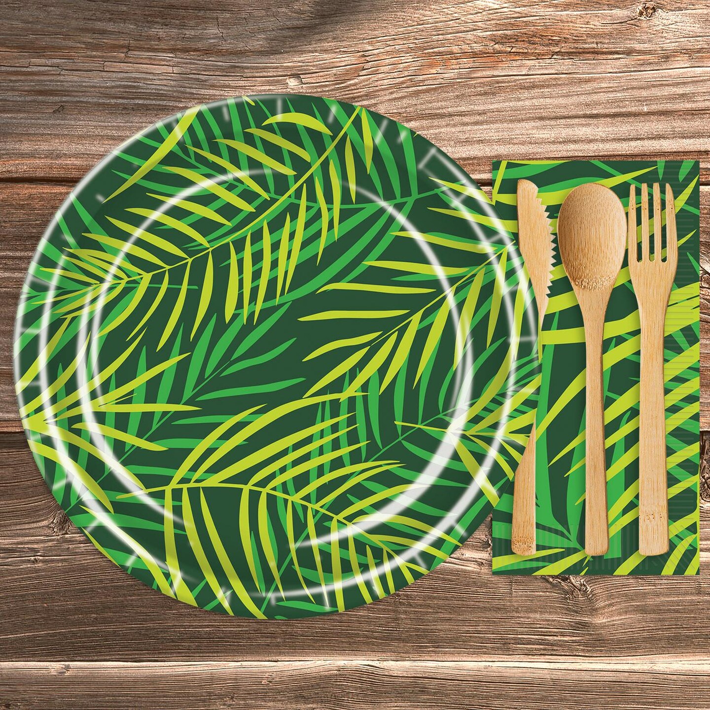 96 Pack Beistle Luau Party Palm Leaf Paper Plates 9 inch