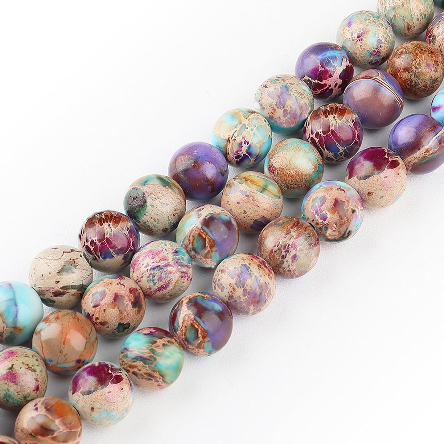 Natural Stone Beads Gemstone Beads for Jewelry Making - Galaxy Sea Sediment Jasper Beads for Bracelets, 6mm Semi Precious Crystal Round Beads(58-60pcs, 6mm, Galaxy Sea Sediment Jasper)