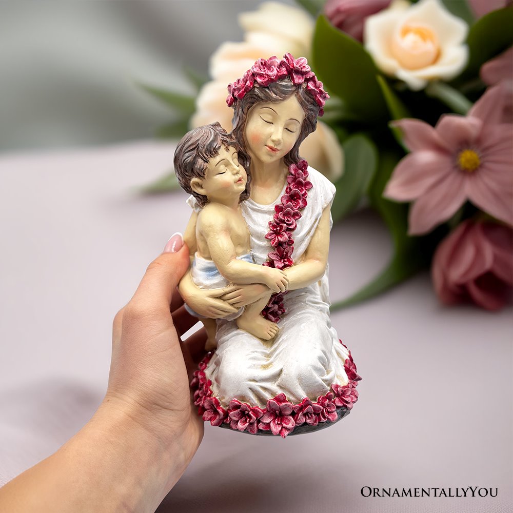 A Mother&#x2019;s Embrace Figurine, 8&#x22; Child and Mom Heartwarming Tabletop Statue Decoration
