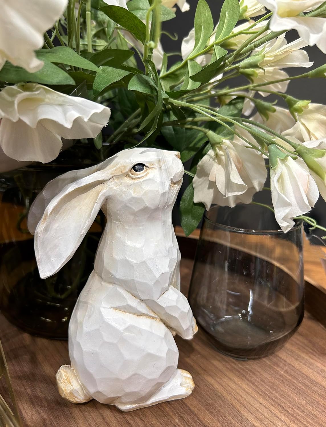Easter Bunny Decoration, Decorative Farmhouse Modern Standing White Rabbit Bunny Figurine