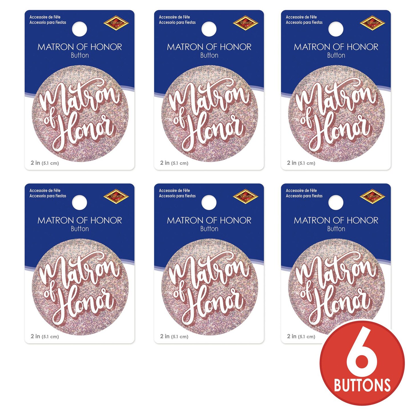 6 Pack Beistle Matron of Honor Button