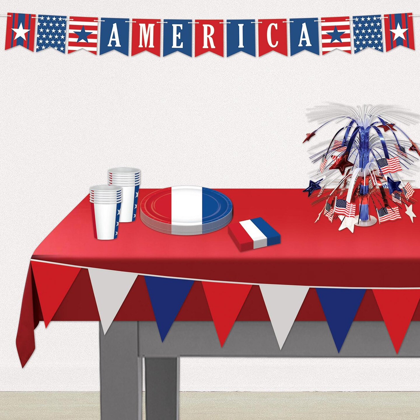 12 Pack Beistle 120 ft.- Red - White/Blue Party Pennant Banner