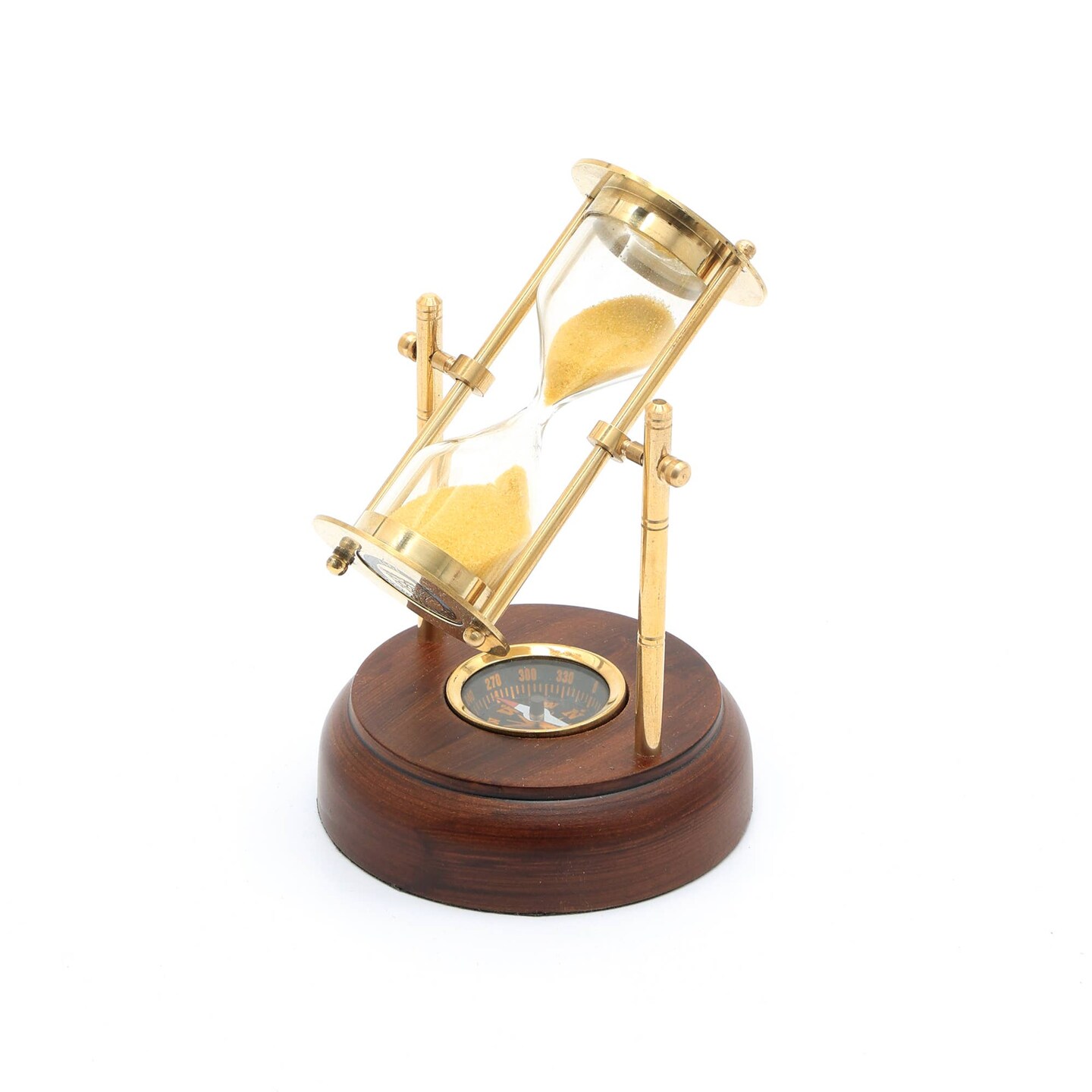 Decorative Brass Frame Sand Timer - Hourglass (3.5"X3.25"X5")