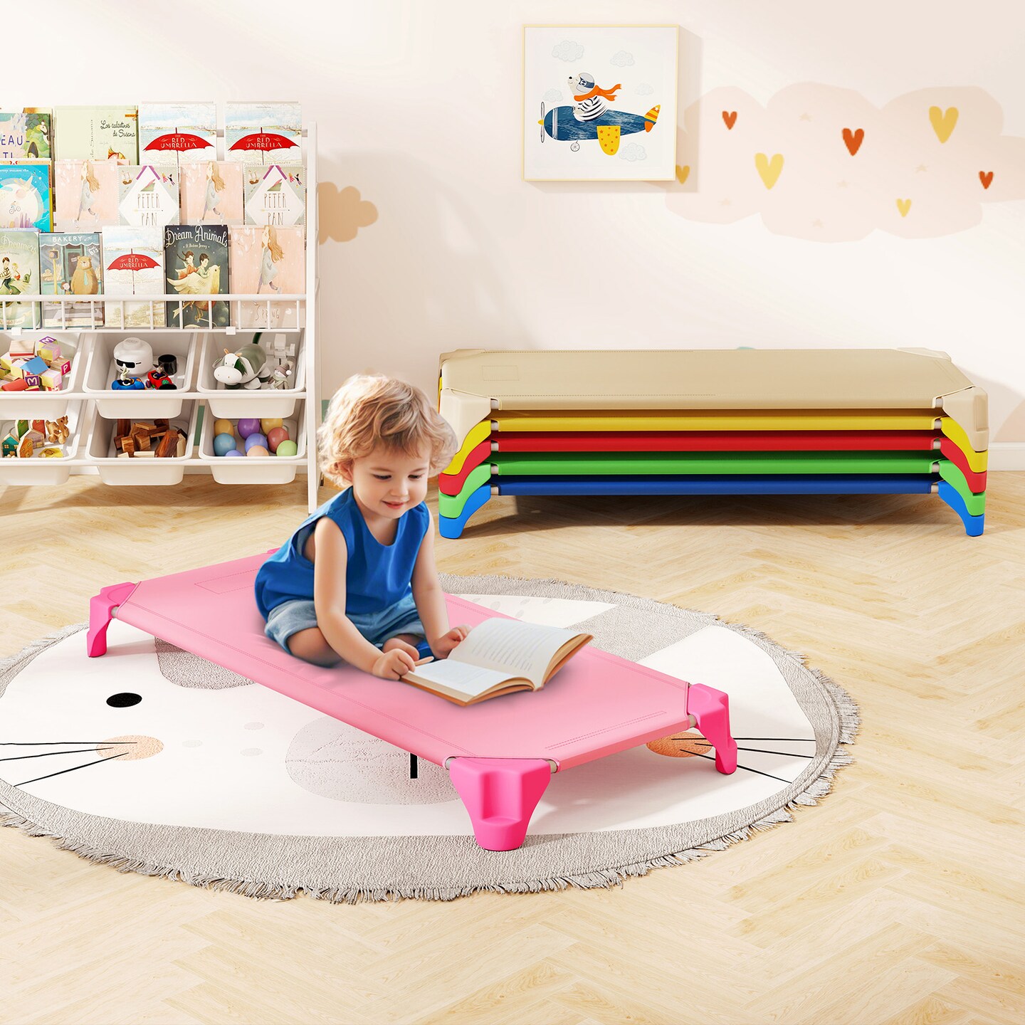 Portable 6 Pack Stack-able Daycare Cots Sleeping Bed for Kids 52 Inch