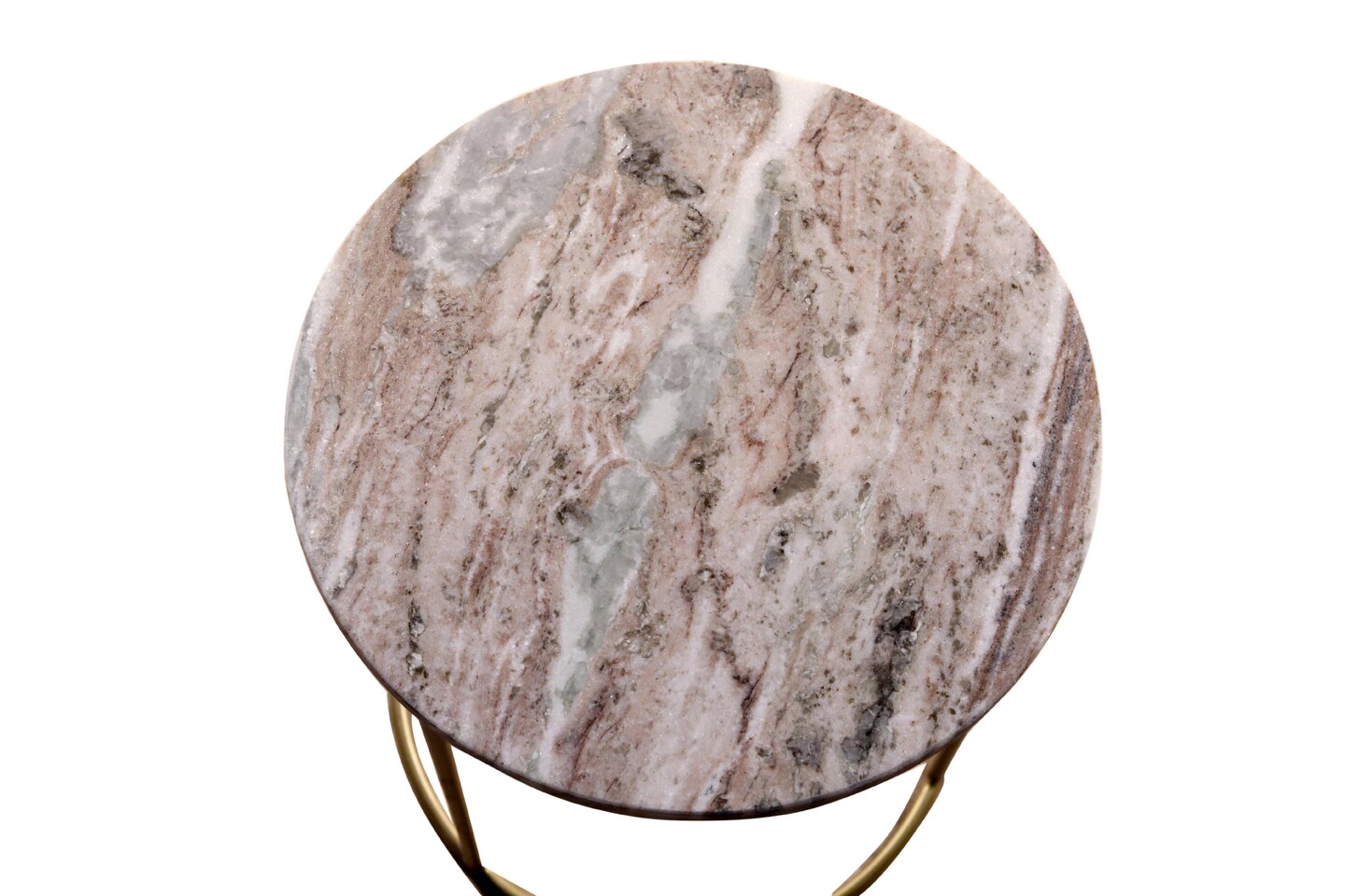 Brown Marble Nesting Coffee Table  With Golden Metal Frame