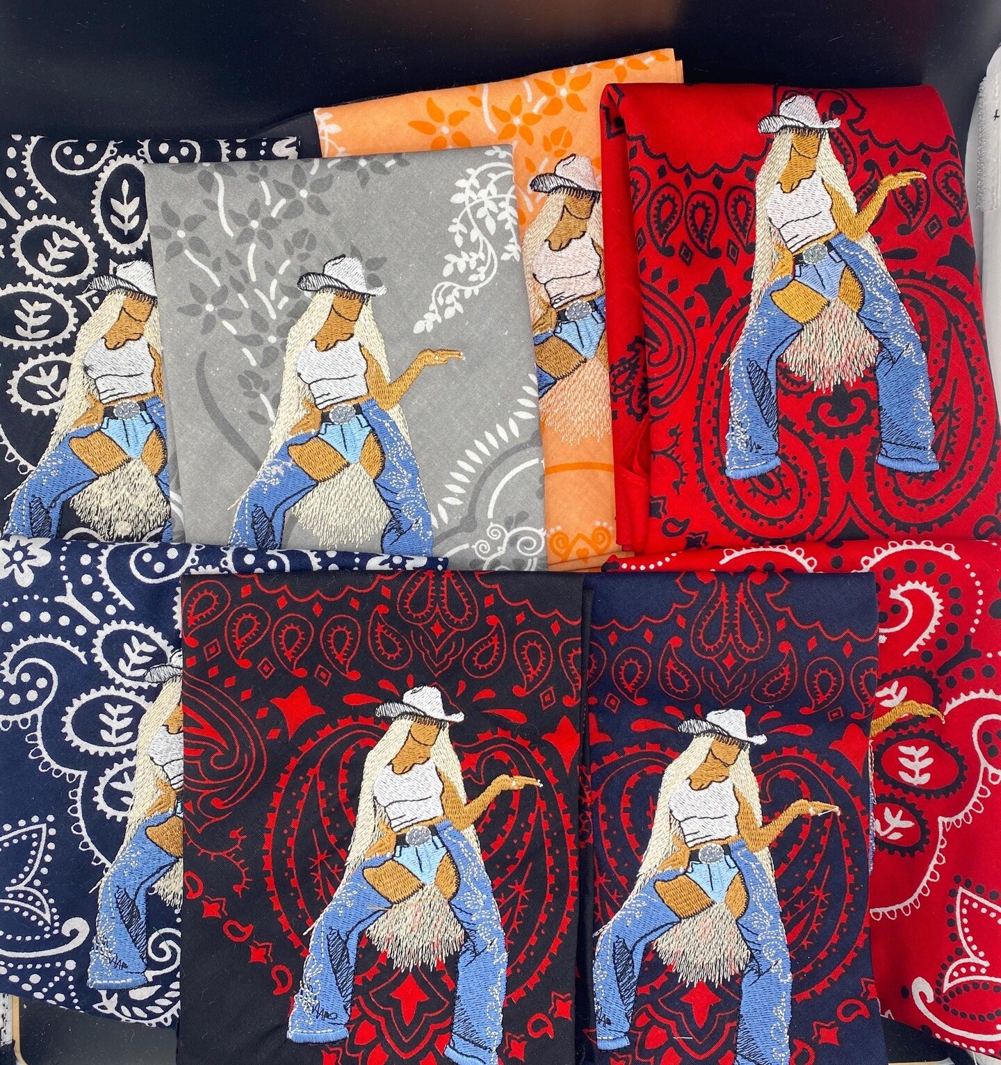Western Luxe Beyoncé Tribute Bandana  - Extra Large 27-Inch Embroidered western cowboy inspired Bandana