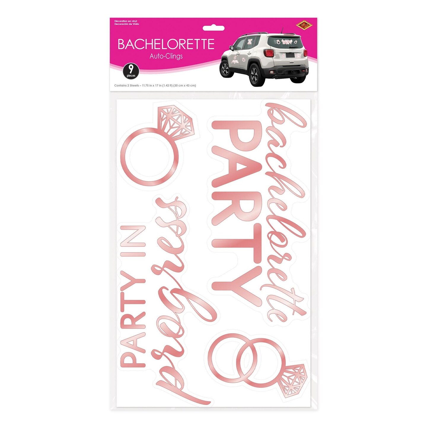 12 Pack Beistle Bachelorette Party 9 Piece Auto-Clings
