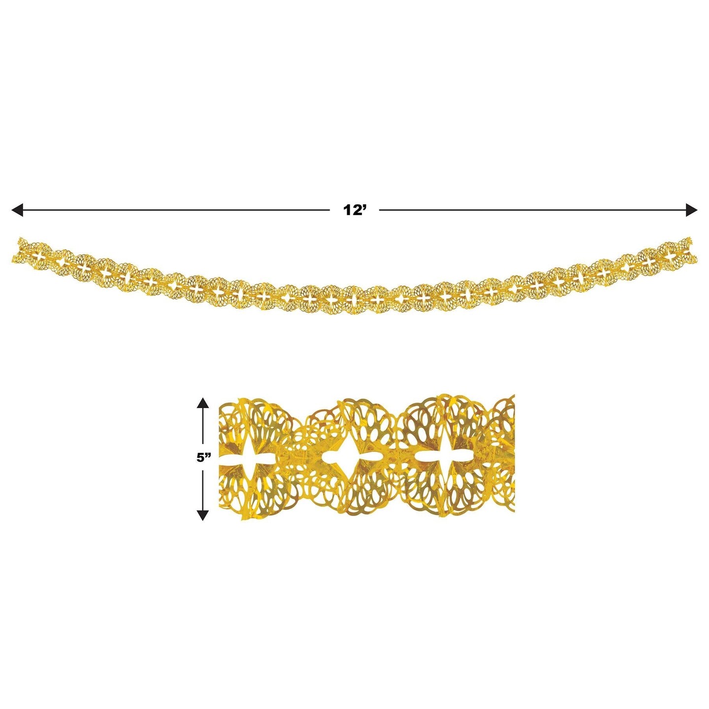 12 Pack Beistle Metallic Party Garland - Gold